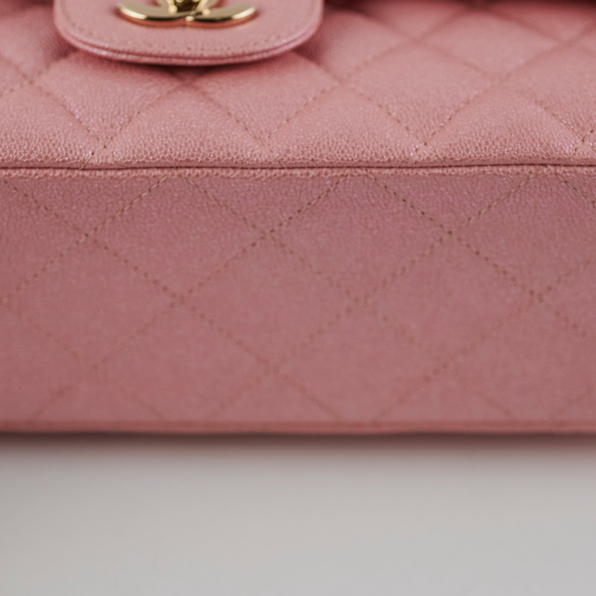 Chanel Medium/Large Caviar Double Classic Flap Bag in Iridescent Pink | Luxury Designer Handbag for Women | Perfect for Parties, Weddings & Special Occasions
