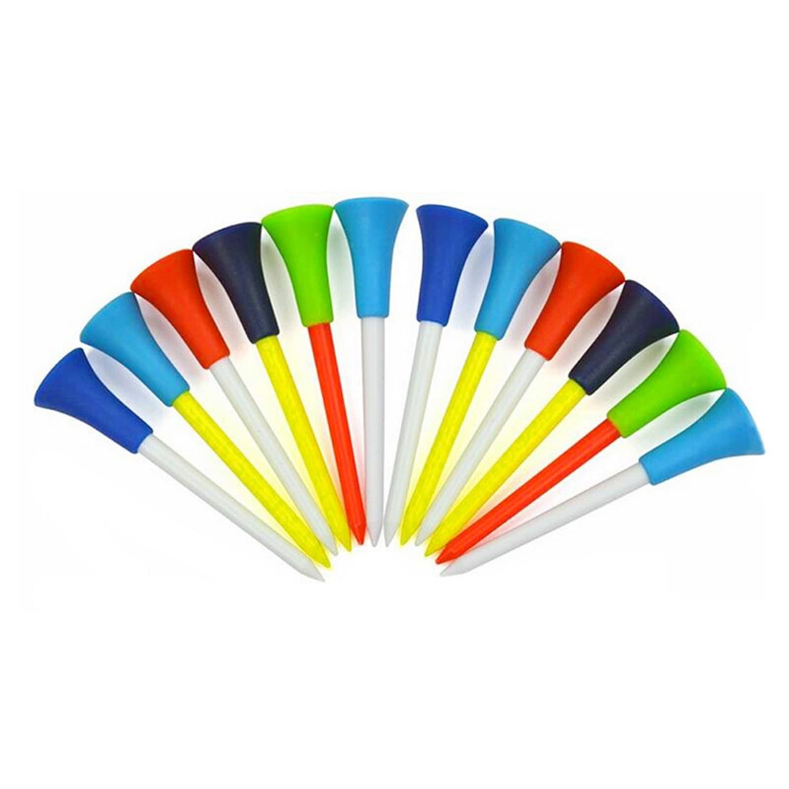 MaplePony 50pcs 83mm Multicolor Plastic Golf Tees with Rubber Cushion - Professional & Durable Golf Accessories for Driving Range, Course Practice, and Tournament Play