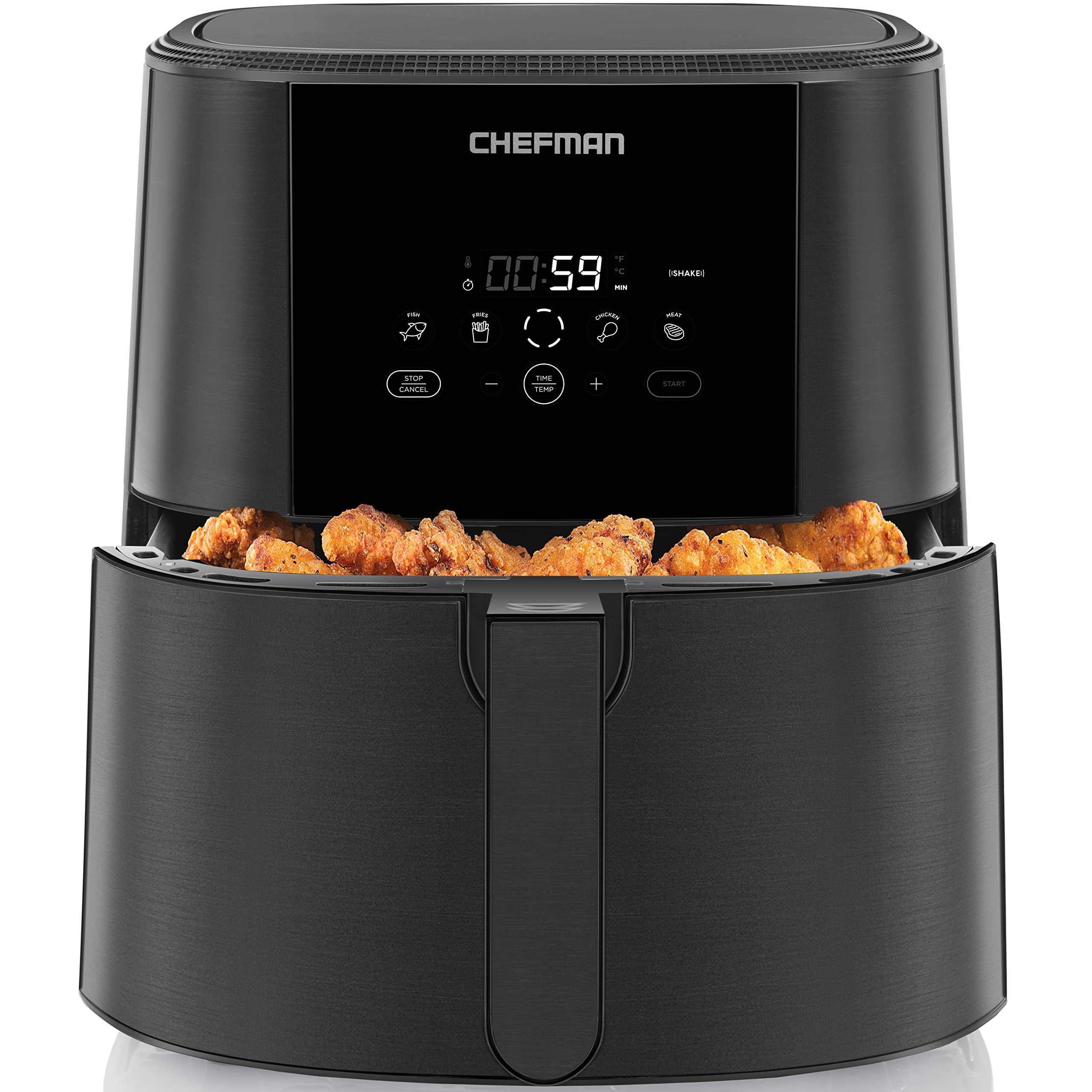 Chefman TurboFry Touch 8-Quart Digital Air Fryer - Large Family Size Healthy Oil-Free Cooker with One-Touch Controls & Presets for Fries, Chicken, Meat, Fish - Nonstick Dishwasher-Safe Basket - Perfect for Quick Meals, Snacks & Family Dinners (Black)
