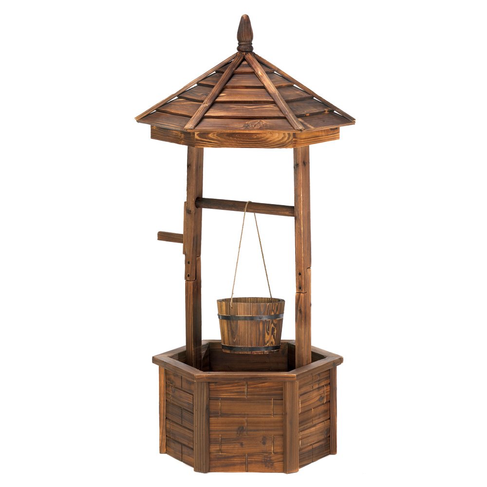 Smart Living Rustic Wishing Well Planter - Handcrafted Wooden Garden Decor for Outdoor & Indoor Use - Perfect Home Decoration Gift for Patio, Yard, and Farmhouse Style