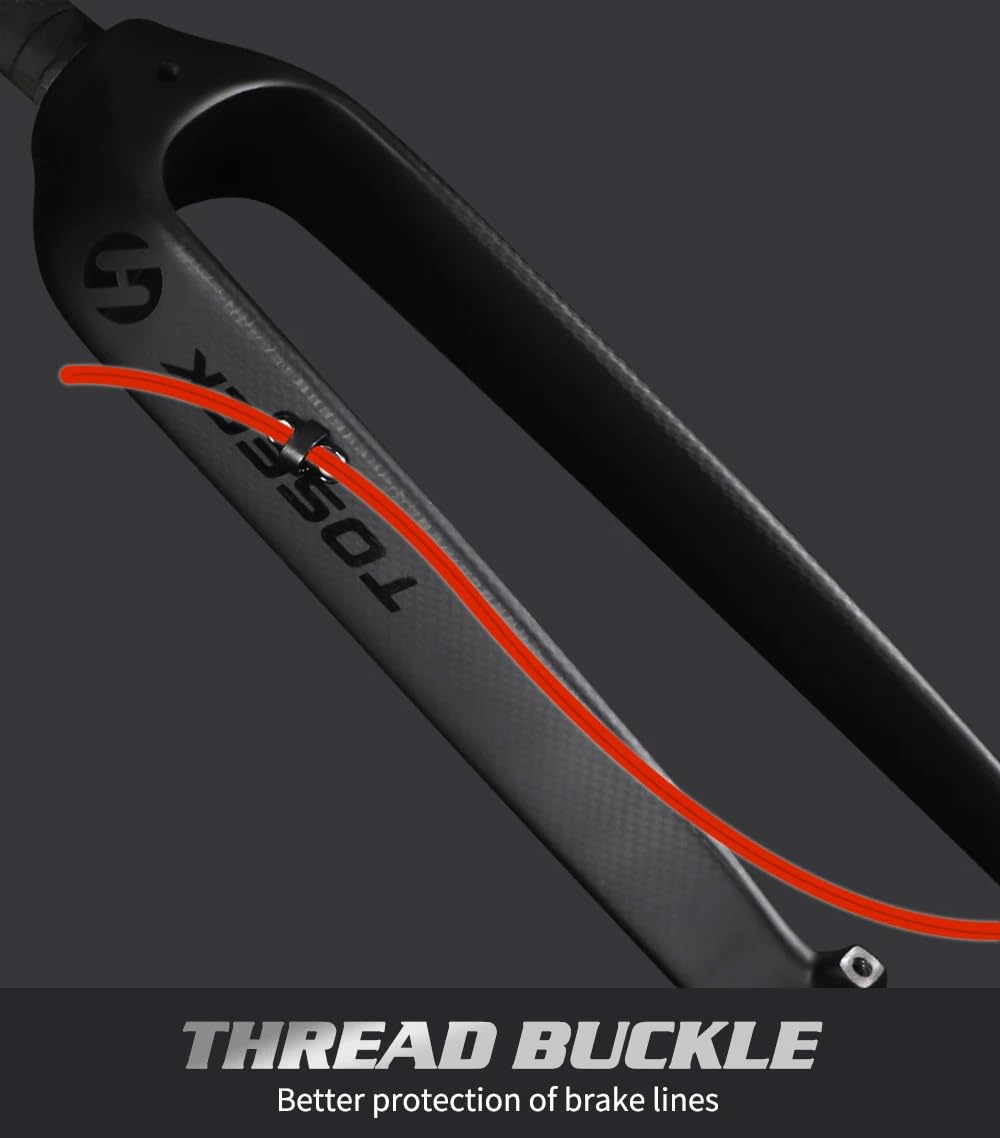 TOSEEK Full Carbon MTB Rigid Fork - 26in 27.5in 29in Mountain Bike Fork | 45mm Offset | 1/8