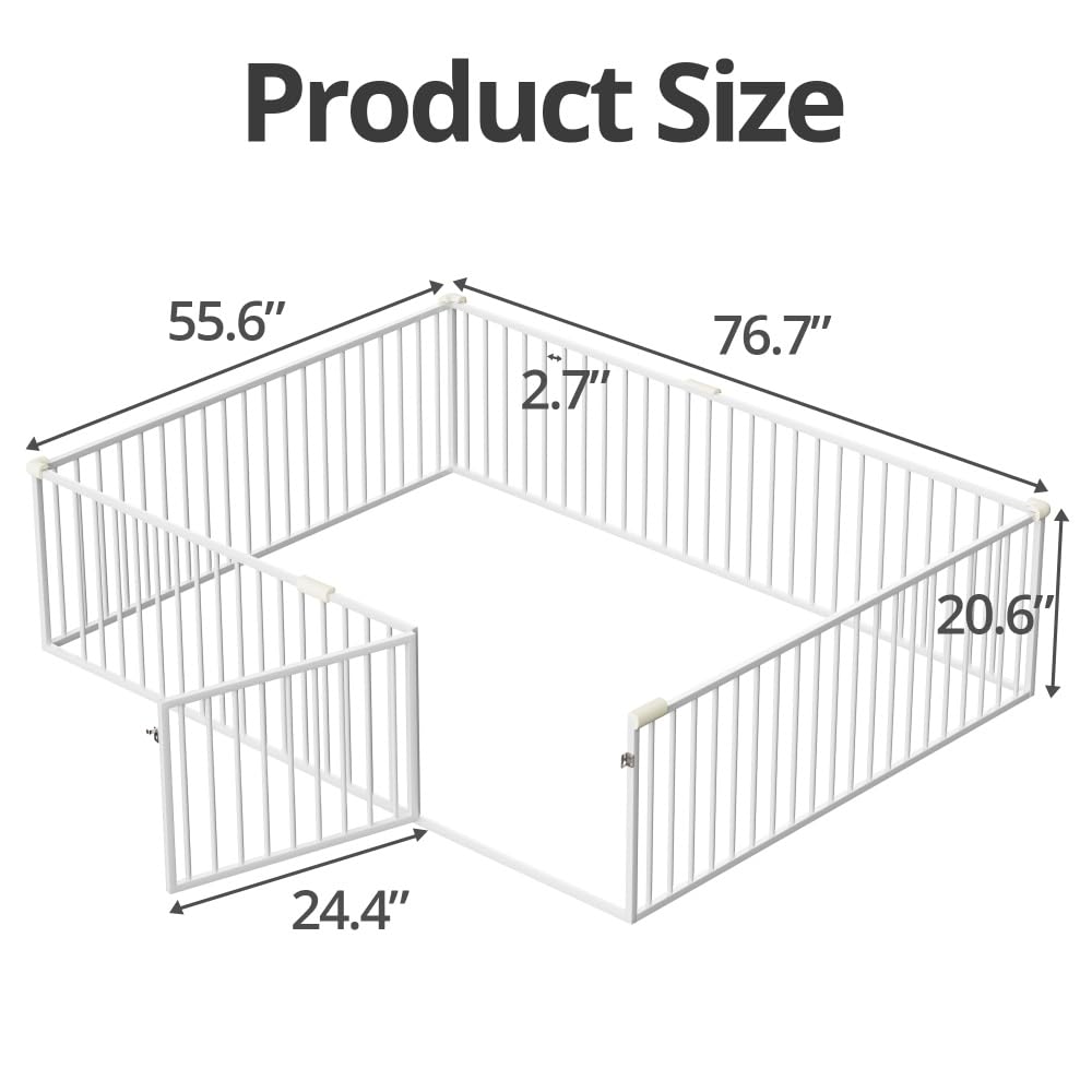 Montessori Floor Bed for Kids - Sturdy Metal Frame with Safety Guardrails, No Weight Limit, Easy Assembly, White - Perfect for Toddler Rooms, Montessori Classrooms & Safe Sleep Spaces