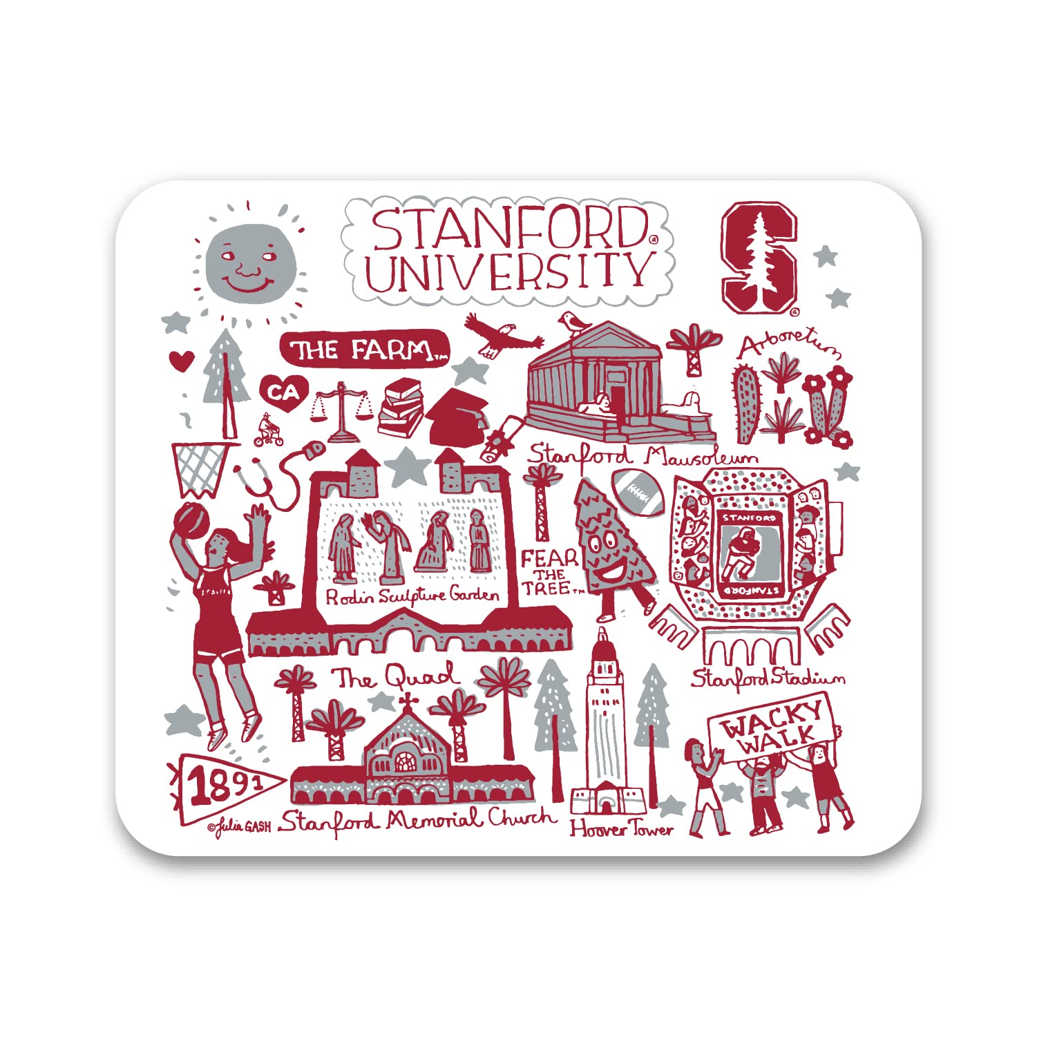 OTM Essentials Stanford University Standard Fabric Mouse Pad - Non-Slip Desk Accessory for Work & Gaming | Perfect for Office, Home & Dorm Room Setup