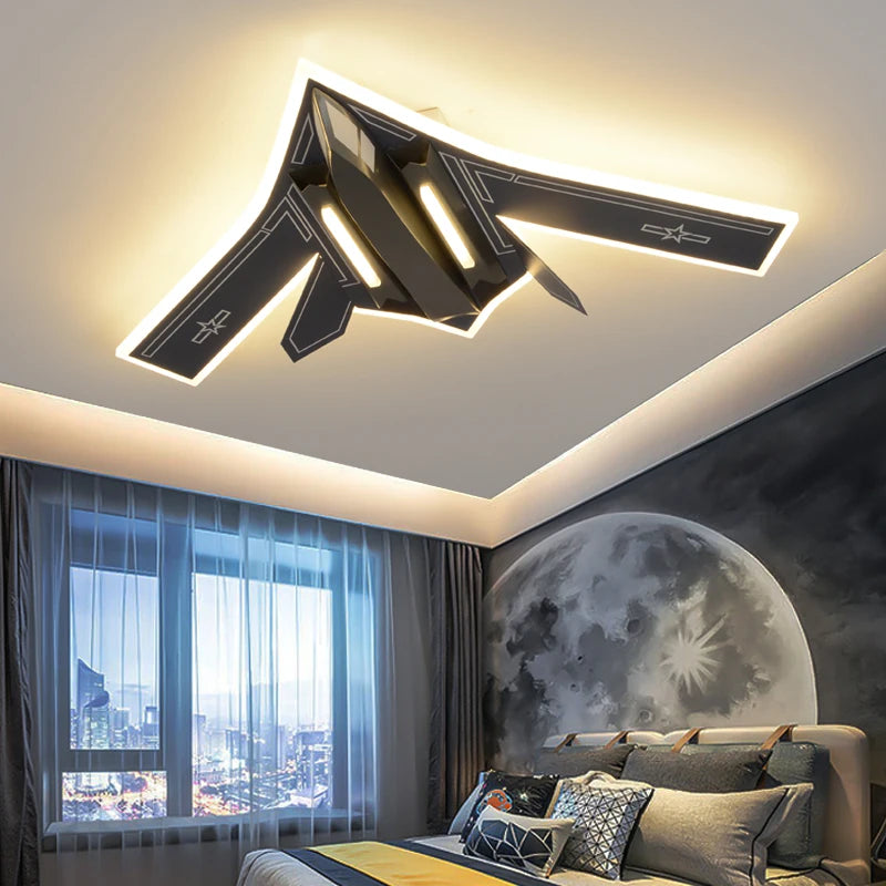 Fighter Jet Air Force One Ceiling Light for Kids Room - Military Aircraft Themed LED Night Light for Boys Bedroom, Nursery & Playroom - Perfect for Aviation Enthusiasts & Children's Decor