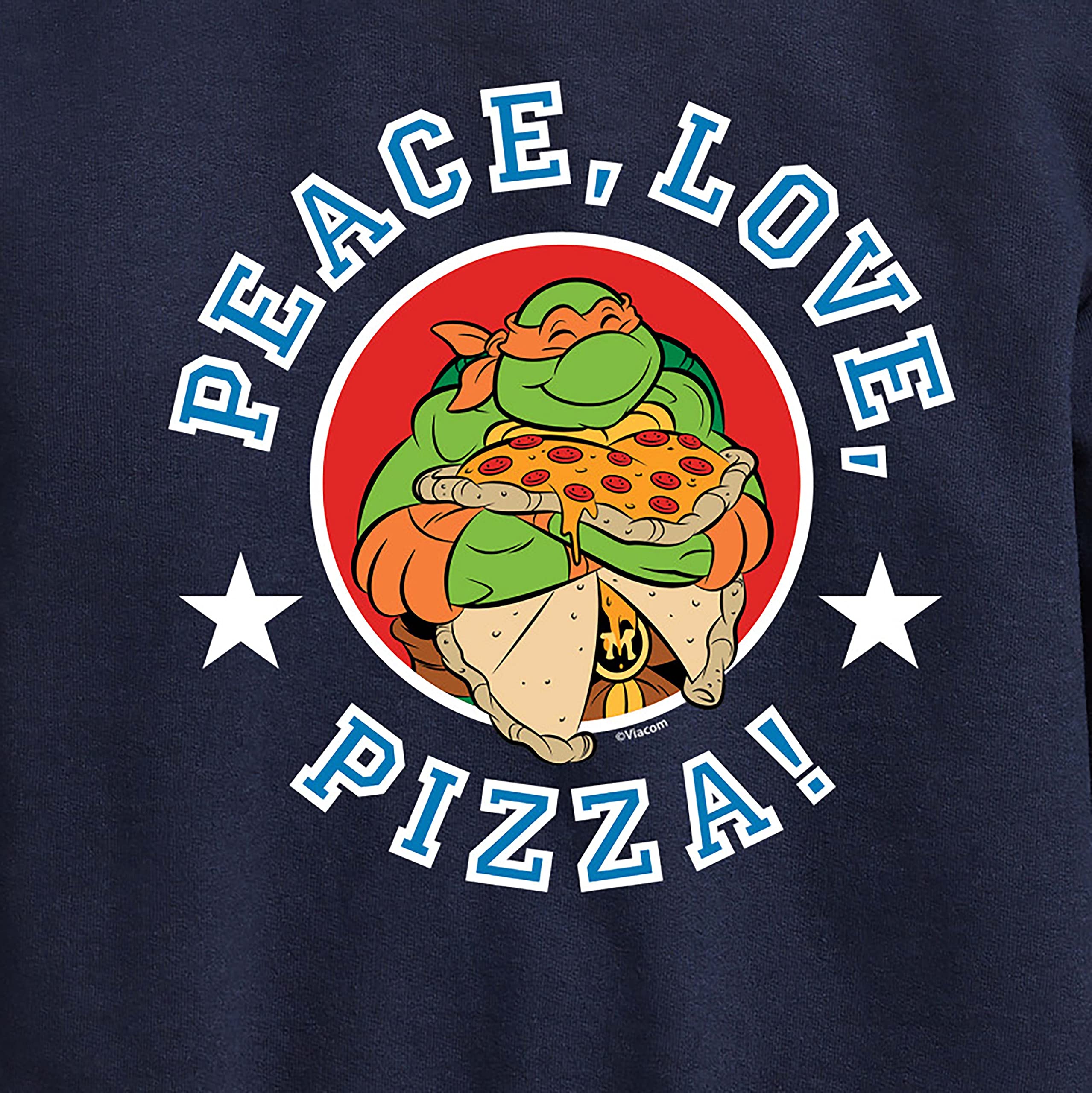 HYBRID APPAREL Teenage Mutant Ninja Turtles Peace Love Pizza Youth Crewneck Fleece Sweatshirt | TMNT Graphic Hoodie for Boys & Girls | Casual Wear, School Outfits & Pizza Party Apparel