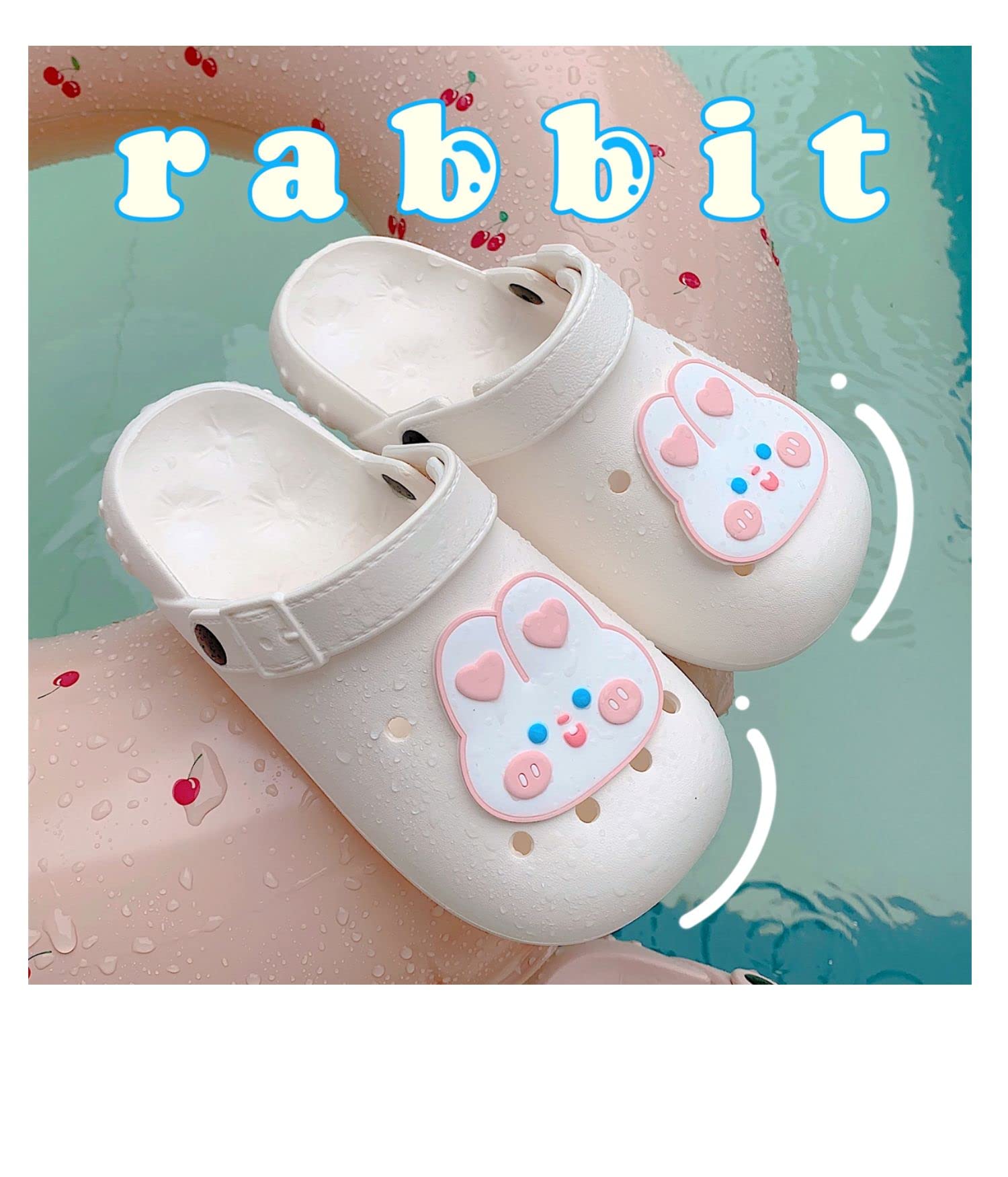 Cute Rabbit Clogs for Women - Soft Garden Shoes, Kawaii Slides with Cloud Comfort - Non-Slip Indoor/Outdoor Slippers for Home, Yard, and Beach Use