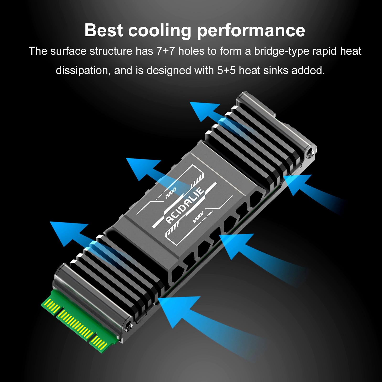 PS5 & PC Heatsink for M.2 SSD 2280 - Compatible with PS5 Pro, Slim & Legacy Models (Black) | Gaming Console & Computer Cooling Solution for Enhanced Performance