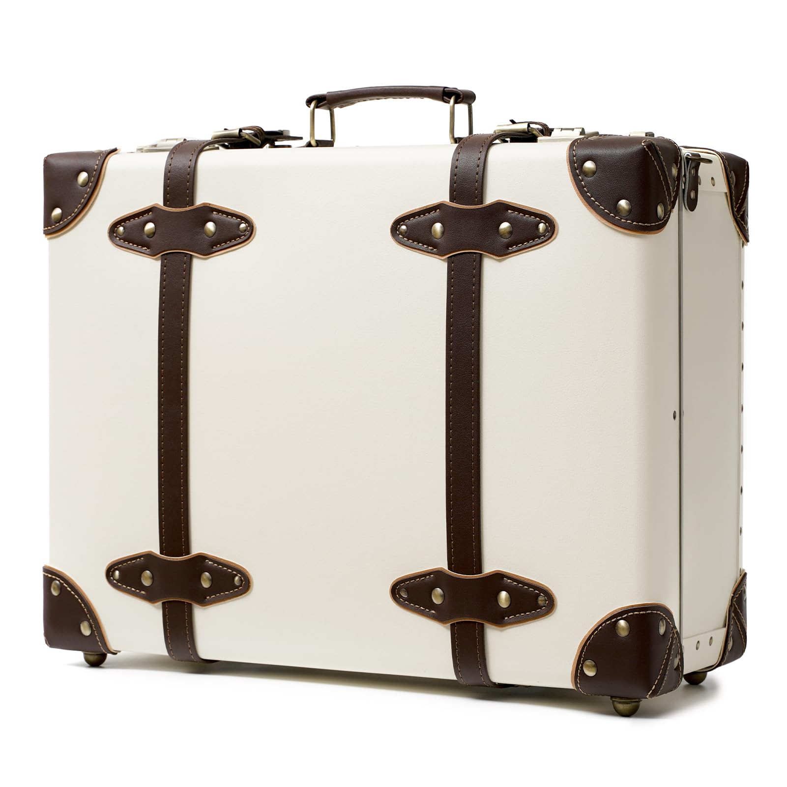 Vintage Leather Carry-On Suitcase - Cute Mini Overnight Bag with Shoulder Strap | Non-Wheeled Retro Travel Trunk for Weekend Getaways & Airplane Cabin Luggage