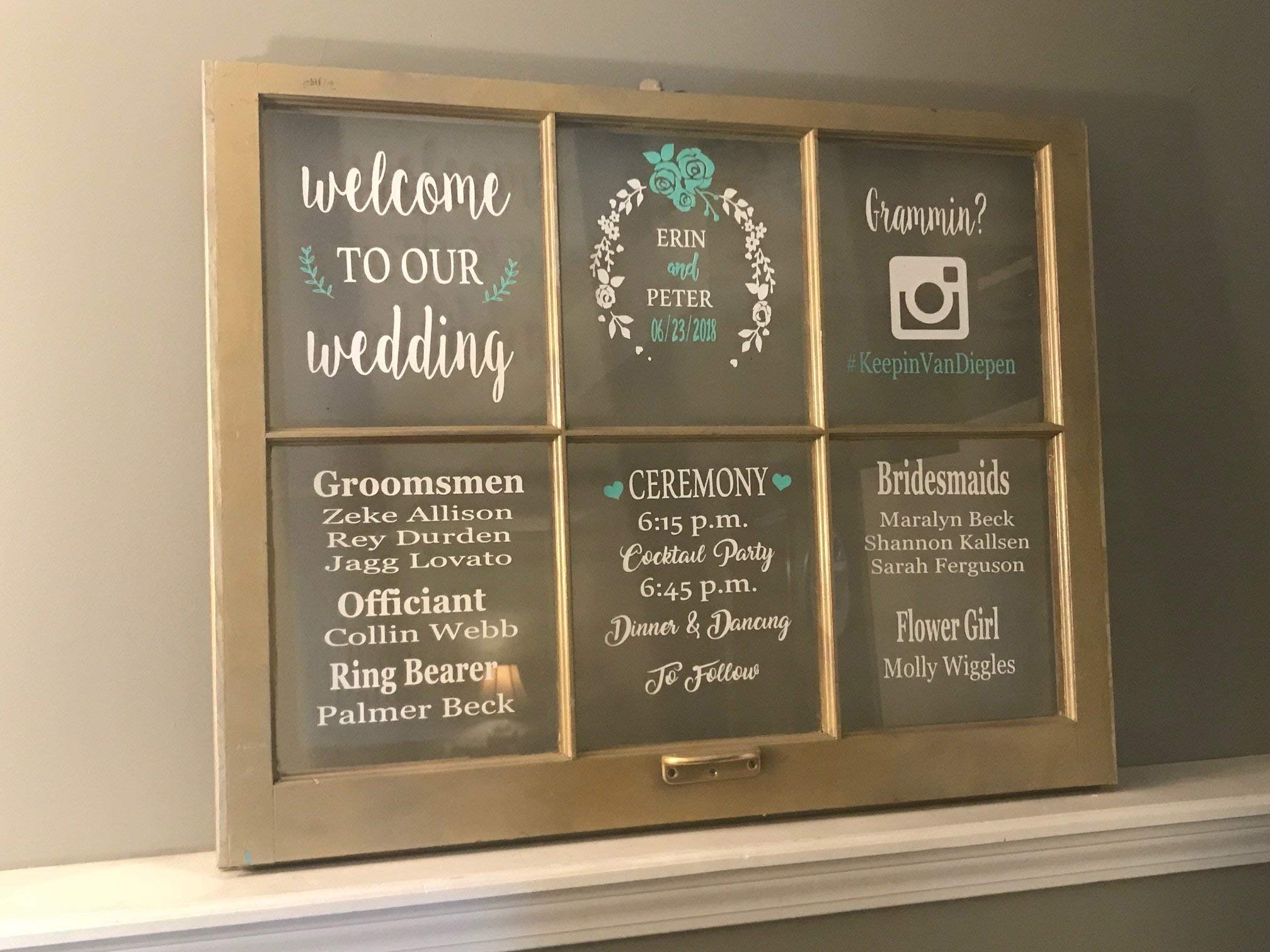 Rustic Wooden Wedding Window Sign - 6 Pane Alternative to Wedding Programs | Welcome Sign for Wedding & Bridal Shower | Perfect for Barn, Garden & Countryside Weddings