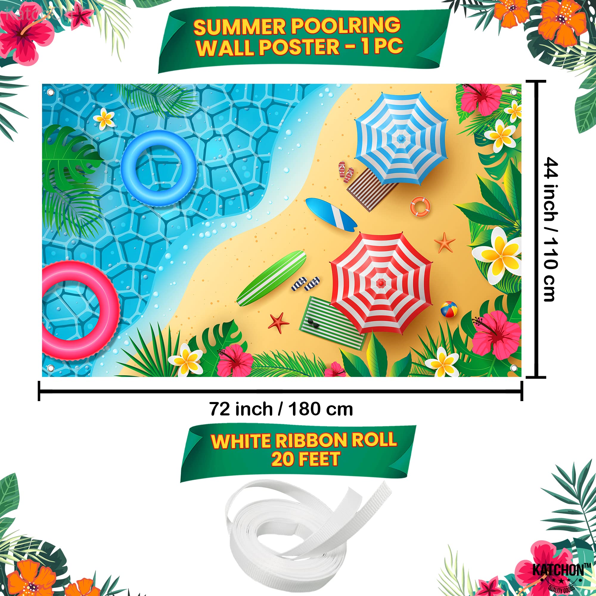 KatchOn Extra Large 72x44 Inch Summer Beach Banner Decorations - Vibrant Backdrop for Beach Parties, Summer Celebrations & Poolside Events | Perfect for Outdoor Decor, Photo Booths & Themed Gatherings