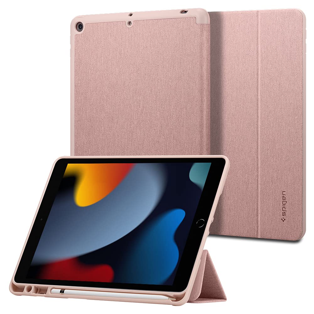 Spigen Urban Fit Protective Case for iPad 10.2 (9th/8th/7th Gen 2021/2020/2019) with Apple Pencil Holder - Rose Gold | Slim Design, Shock Absorption | Perfect for Work, School & Travel