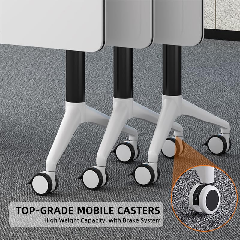 Flip-Top Folding Conference Table - Mobile & Adjustable Seminar Table for Offices, Classrooms & Meeting Rooms (Gray, 63×23.6×29.5in) - Perfect for Dynamic Meetings, Training Sessions & Collaborative Workspaces