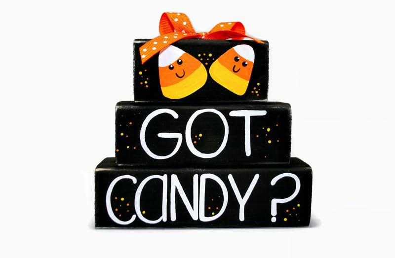 Halloween Candy Corn Wooden Block Shelf Sitter - Fun Fall Decor for Home, Office & Party | Stackable Wooden Candy Corn Decorations for Halloween, Thanksgiving & Autumn Season