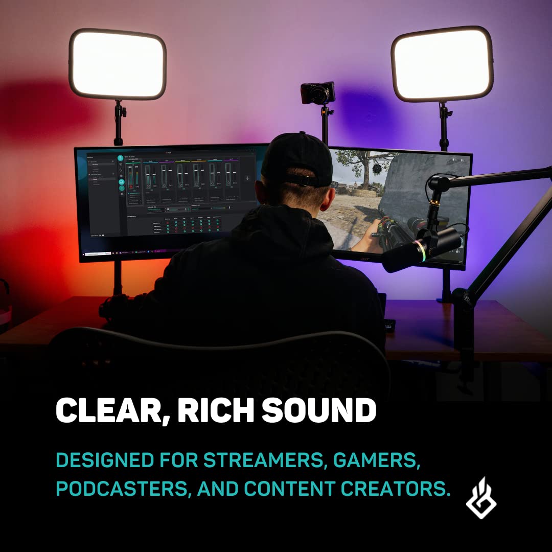 BEACN Dark Dynamic USB Microphone for PC - Professional Studio-Quality Condenser Mic with Adjustable Stand - Perfect for Streaming, Gaming & Podcasting