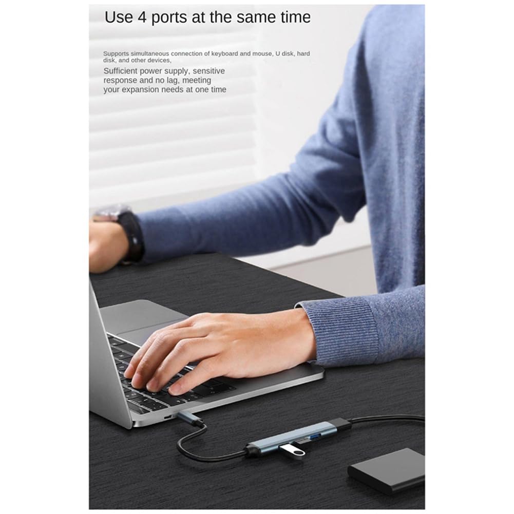 4-Port USB 3.0 Hub Splitter Adapter with Power - High-Speed Data Transfer for Laptop, PC, MacBook, Gaming & Office Workstation Accessories