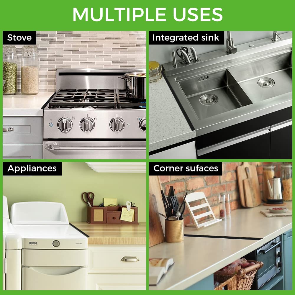 Premium 316 Stainless Steel Stove Gap Cover - Heat-Resistant Stove Trim Kit & Countertop Filler - Rustproof Alternative to Silicone & 304 Steel (20