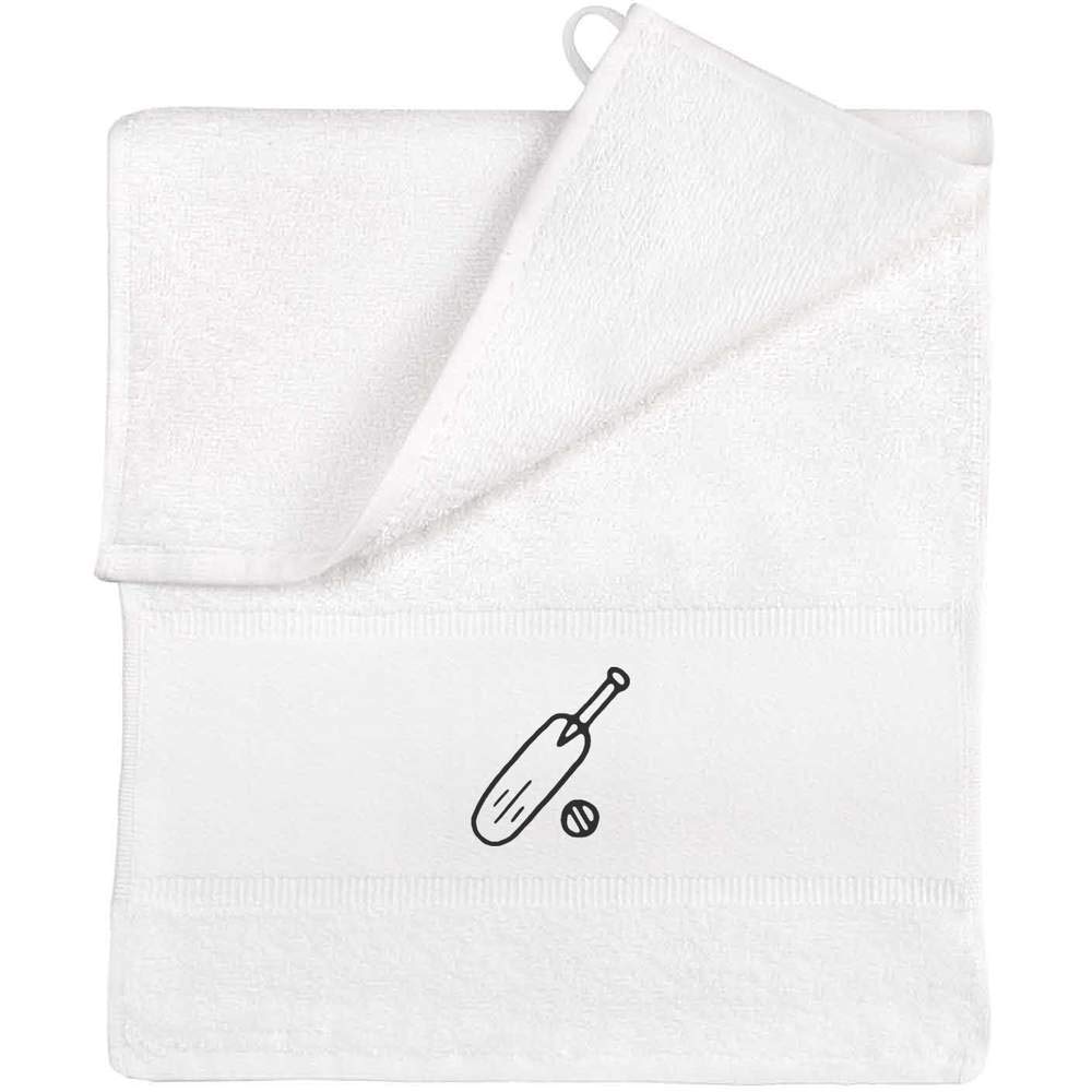 Premium Cricket Bat & Ball Flannel Guest Towel Set - Azeeda TL00001473 - Perfect for Sports Enthusiasts, Cricket Gifts & Home Decor