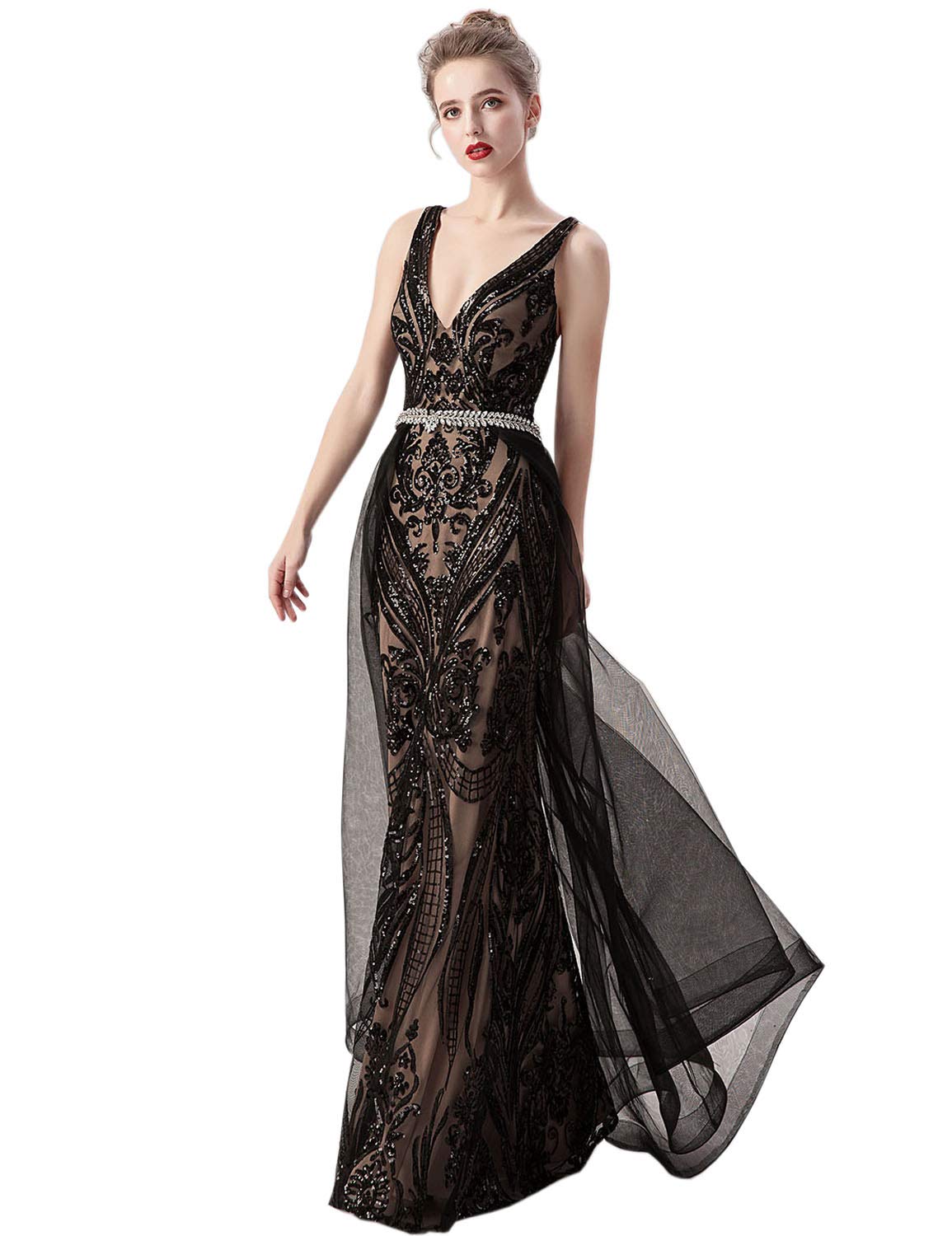 Sarahbridal Women's Elegant Applique Tulle Prom Dress - Long Mermaid Wedding Party Gown for Brides, Bridesmaids & Special Occasions | Perfect for Prom, Quinceañera, Evening Galas & Formal Events