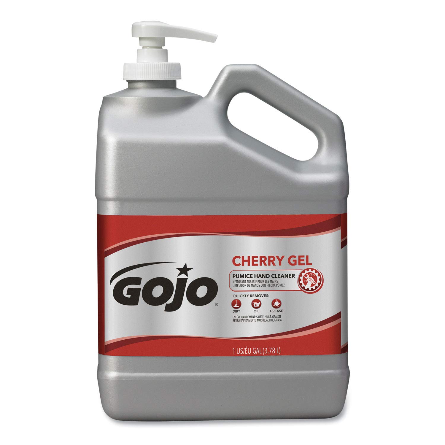 GOJO Cherry Gel Pumice Hand Cleaner - 1 Gallon Heavy Duty Hand Soap with Pumice Scrub, Cherry Scented, Pump Bottle (Pack of 1) – 2358-02 – Ideal for Mechanics, Gardeners & Tough Stain Removal
