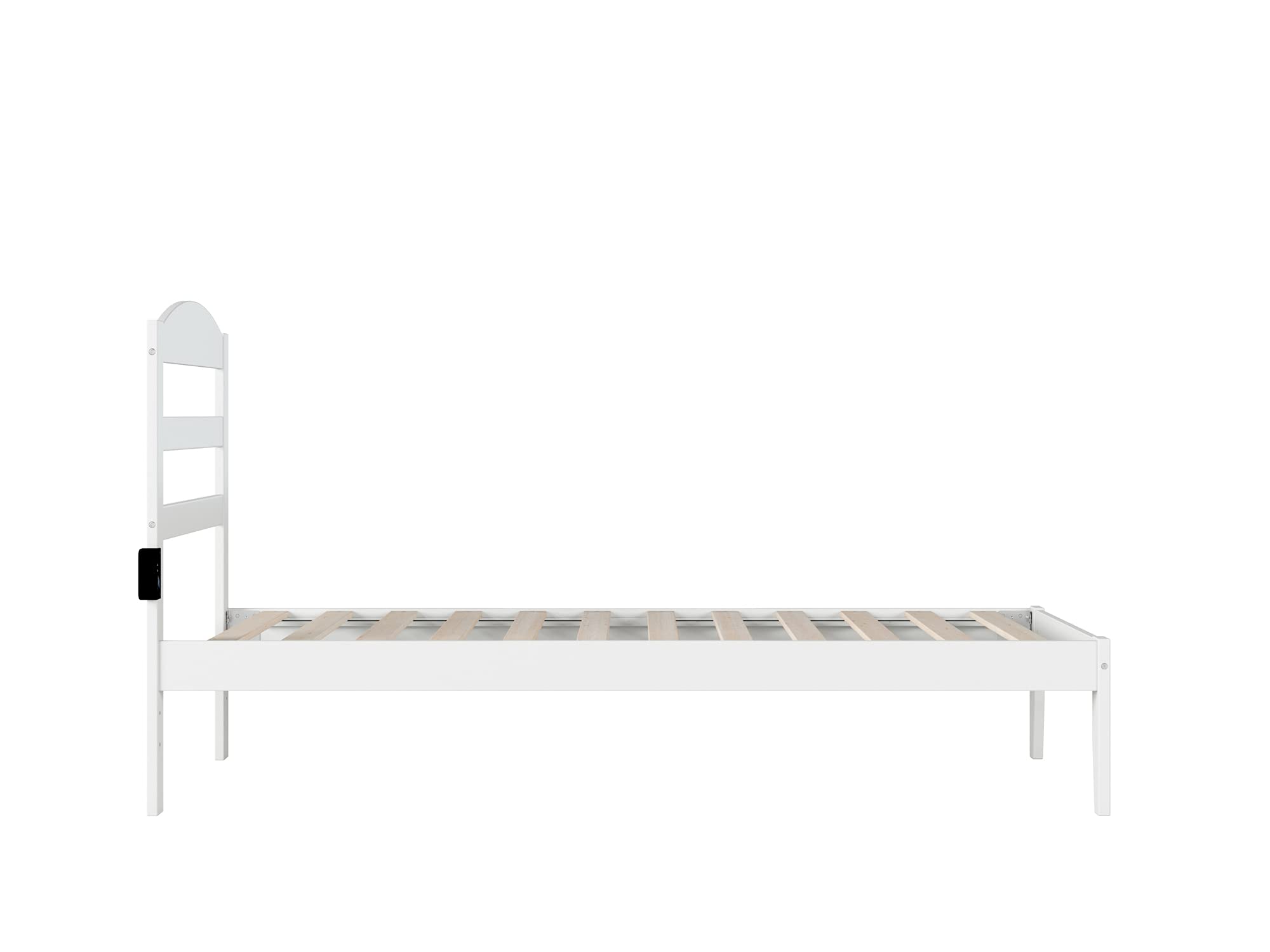 AFI Warren Twin Size Platform Bed with USB Charging Station - White Wooden Frame for Small Spaces, Kids & Teens Bedroom, Dorm Room, Guest Room