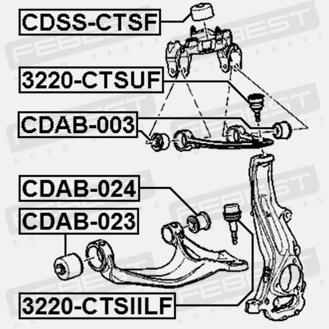Febest CDAB-024 Front Lower Arm Bushing - Replacement for OEM 20804094 - Perfect for Suspension Repair & Vehicle Maintenance