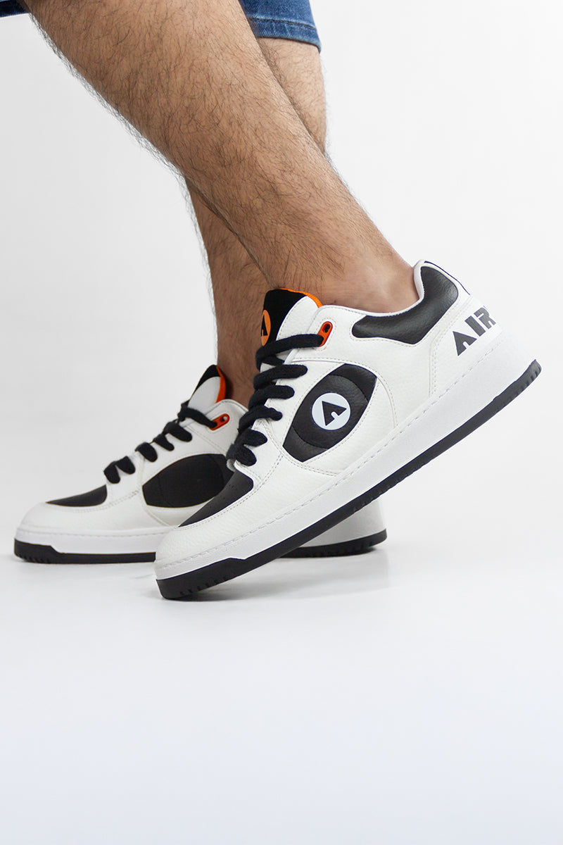 Air Walk Throlle White Black Sneakers - Comfortable Casual Shoes for Men & Women - Perfect for Walking, Running, and Everyday Wear