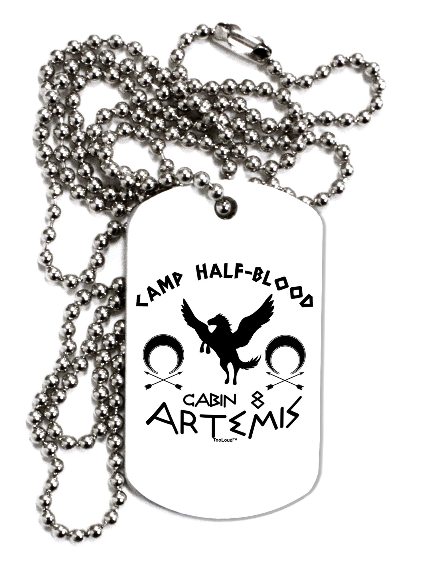Artemis Dog Tag Necklace - Camp Half Blood Cabin 8 Jewelry for Fans