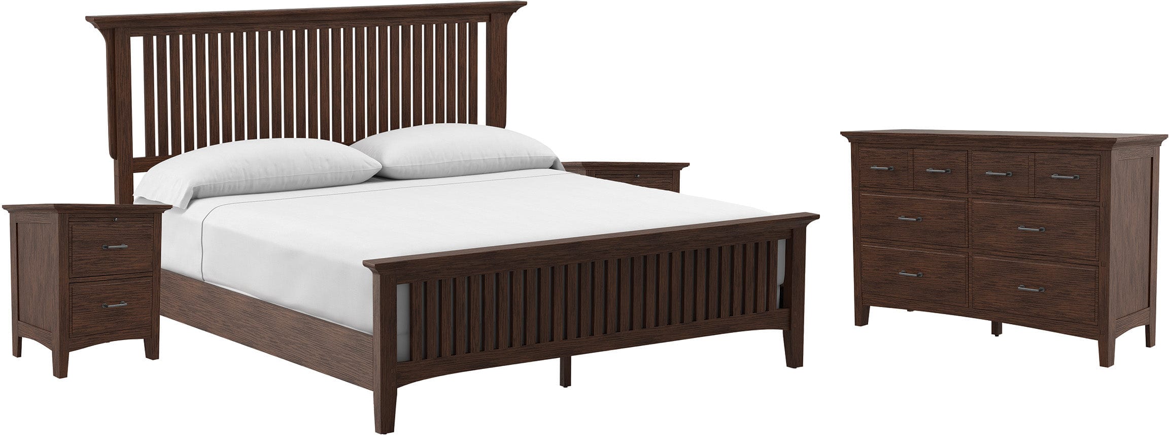 Office Star Modern Mission King Bedroom Set [BP 4201 314K] - Elegant Solid Wood Bed Frame with Nightstands & Dresser - Perfect for Master Bedroom Decor & Contemporary Home Furnishing
