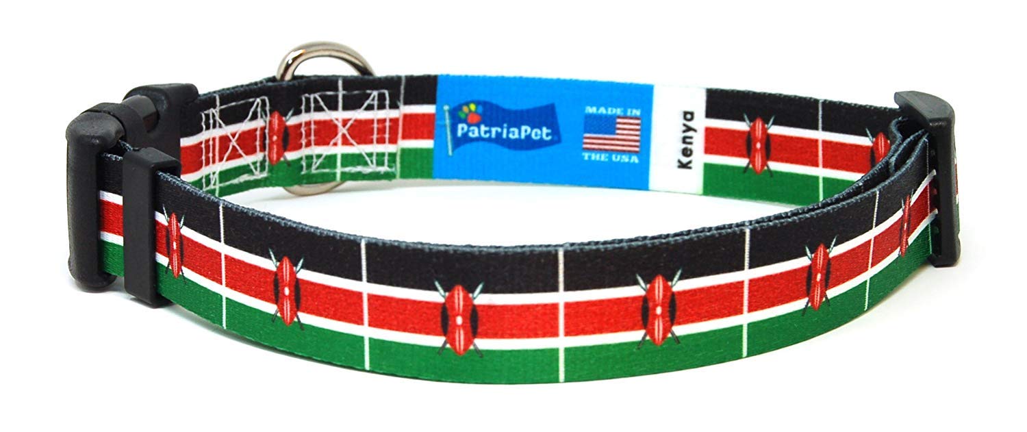 Kenya Flag Dog Collar with Quick-Release Buckle | USA Made Small Dog Collar | Perfect for Daily Walks, Training & Outdoor Adventures