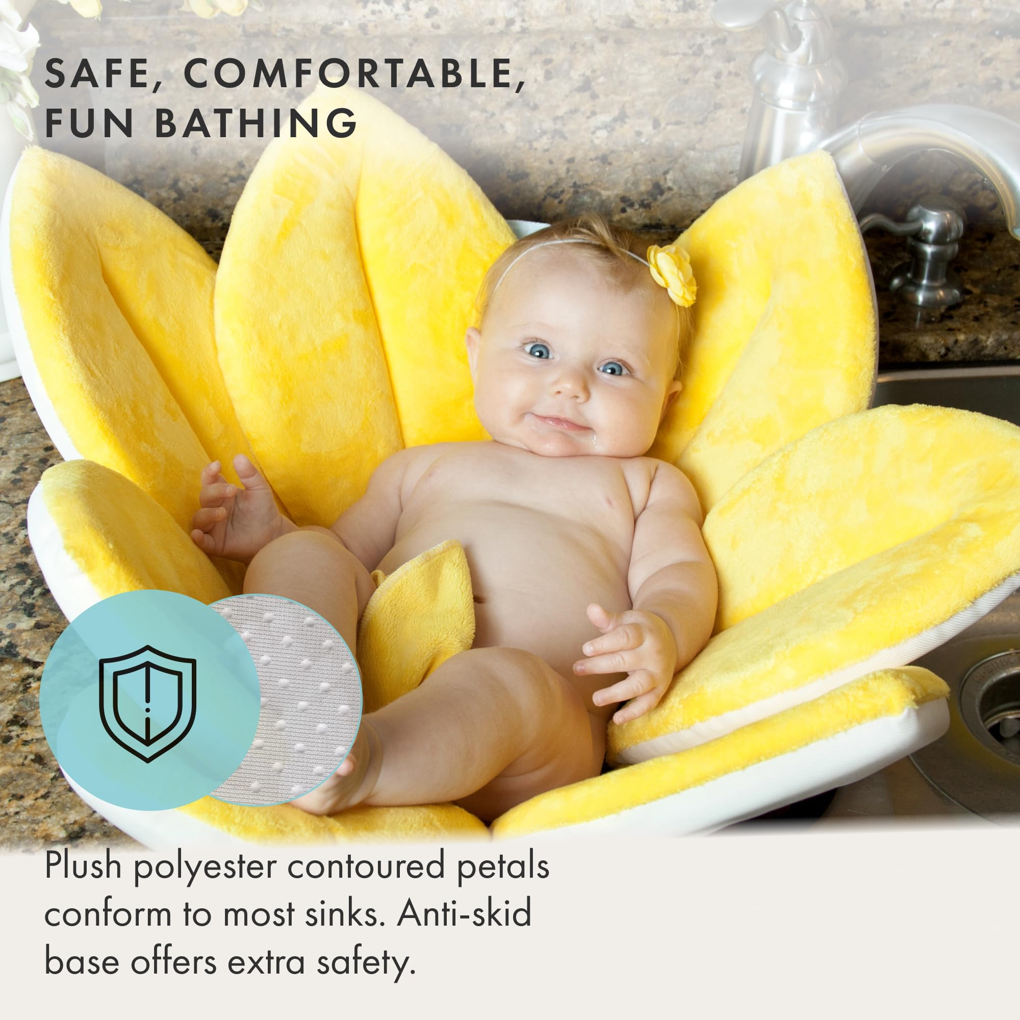 Original Blooming Bath Baby Bathtub Seat - Soft Newborn to Toddler Bath Support (0-6+ Months) - Washable Flower-Shaped Infant Tub with Scrubbie - Essential Baby Bathing Must Haves - Perfect for Safe & Comfortable Bath Time at Home or Travel