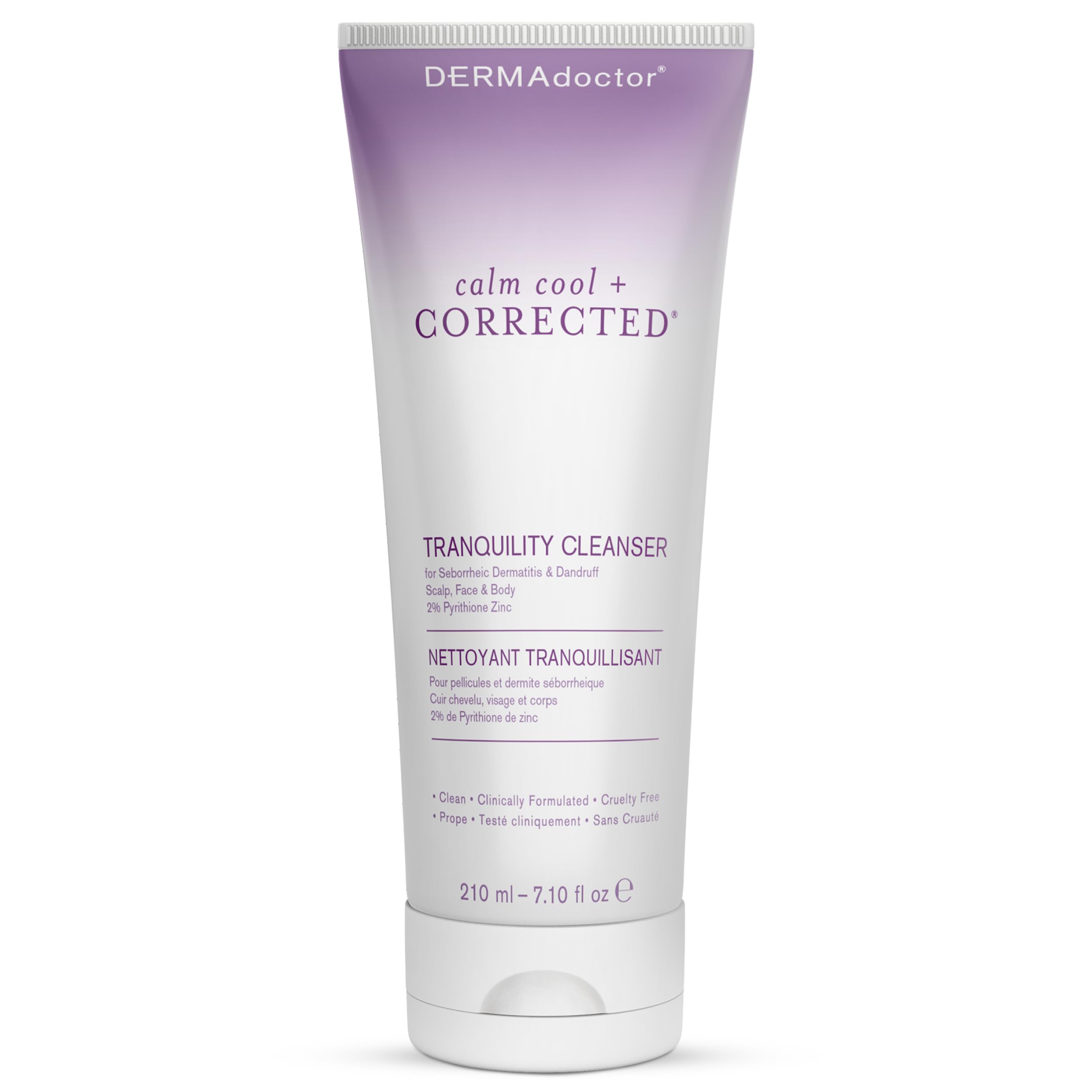 DermaDoctor Tranquility Cleanser with 2% Pyrithione Zinc - Dermatologist Formulated for Face, Body & Scalp - 7.1 oz - Gentle Daily Wash for Sensitive Skin & Dandruff Control