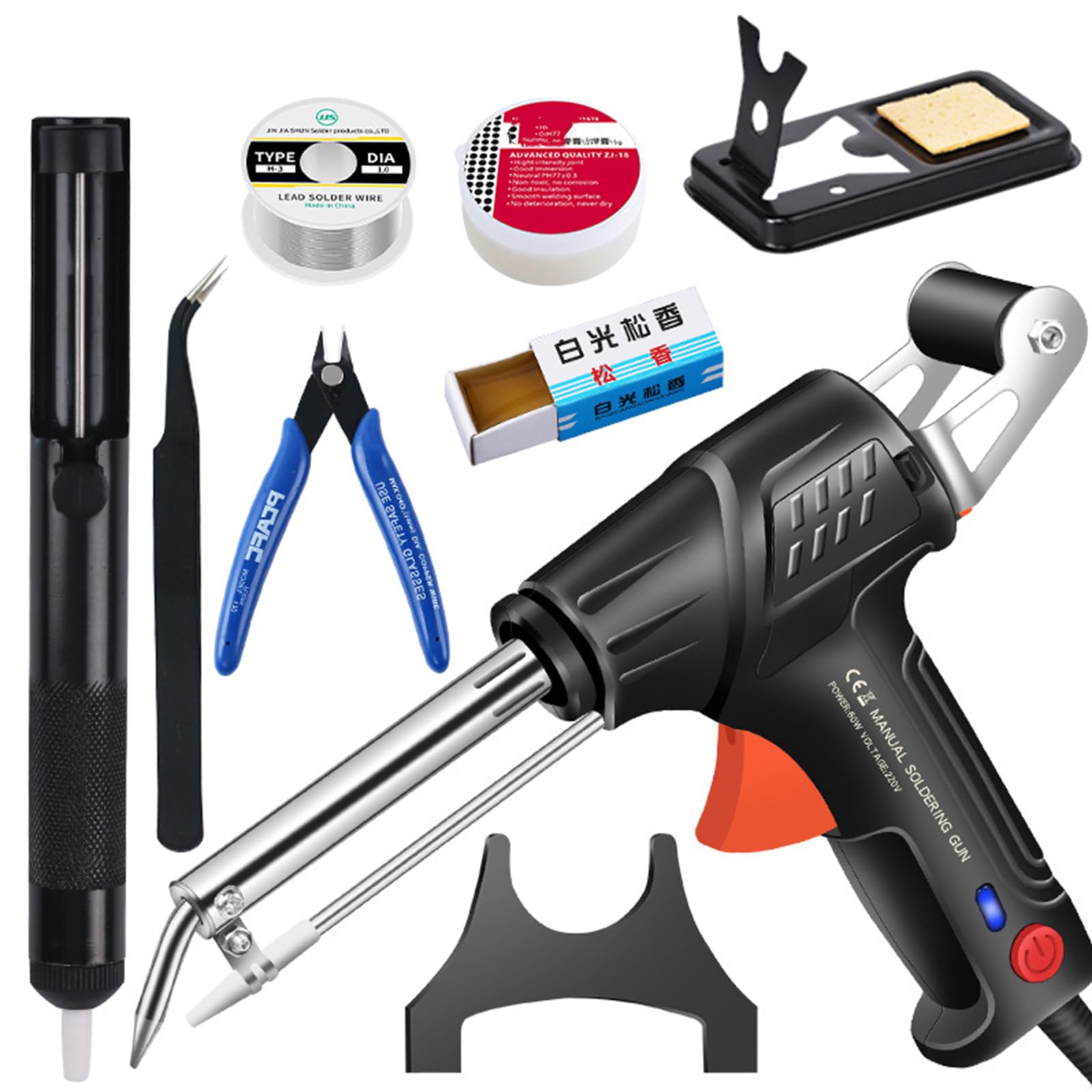 Professional Internally Heated Industrial Welding Tools Kit - Multi-Function Soldering Iron Gun Set with External Heating for Electronics Repair - Automatic Temperature Control Welding Kit (Black-8) - Perfect for DIY Projects, Circuit Board Repairs & Home Appliance Maintenance
