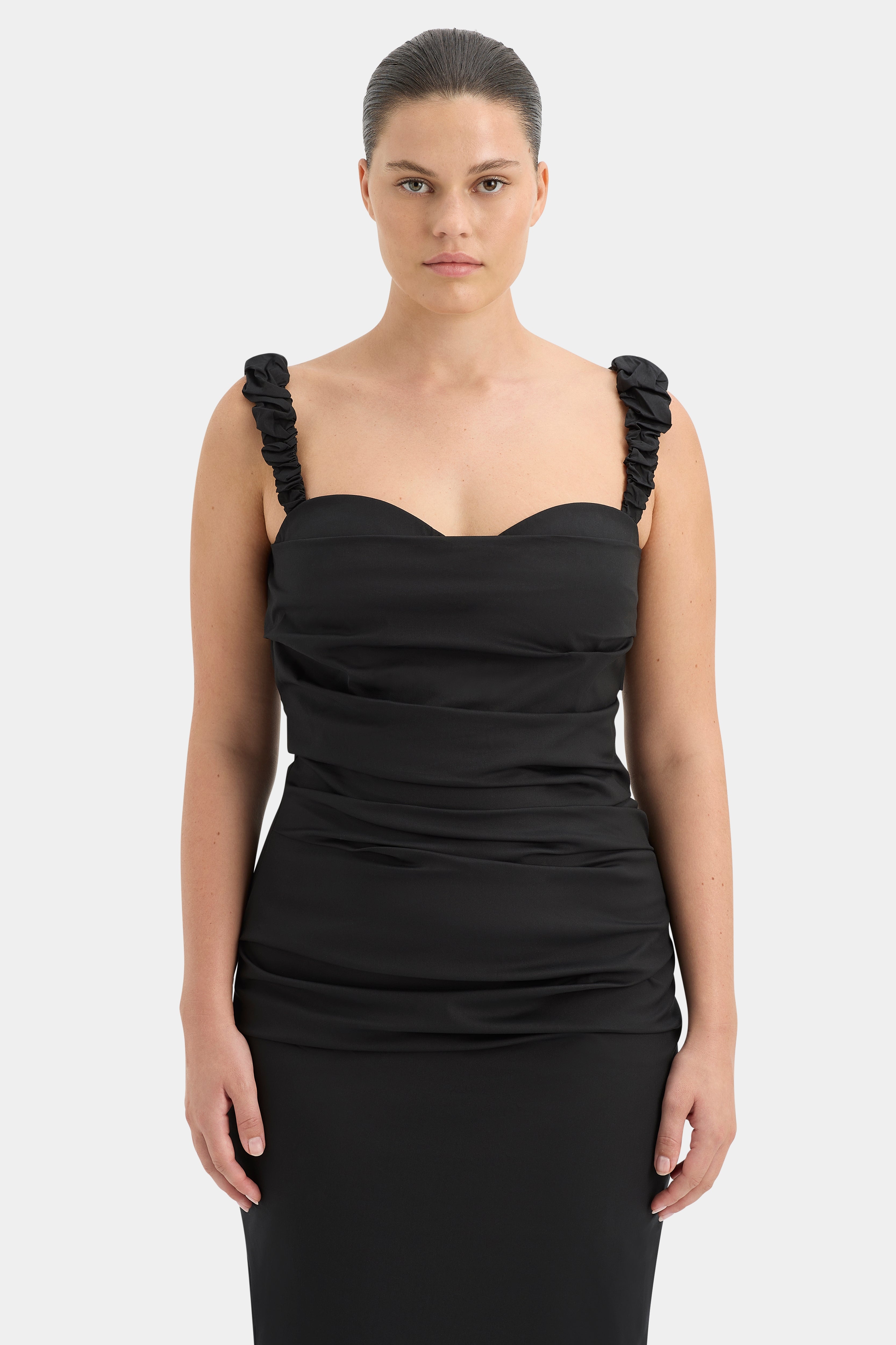Elegant Azul Balconette Gown - Flattering Deep V-Neck Formal Dress for Women | Perfect for Evening Gala, Prom Night & Special Occasions