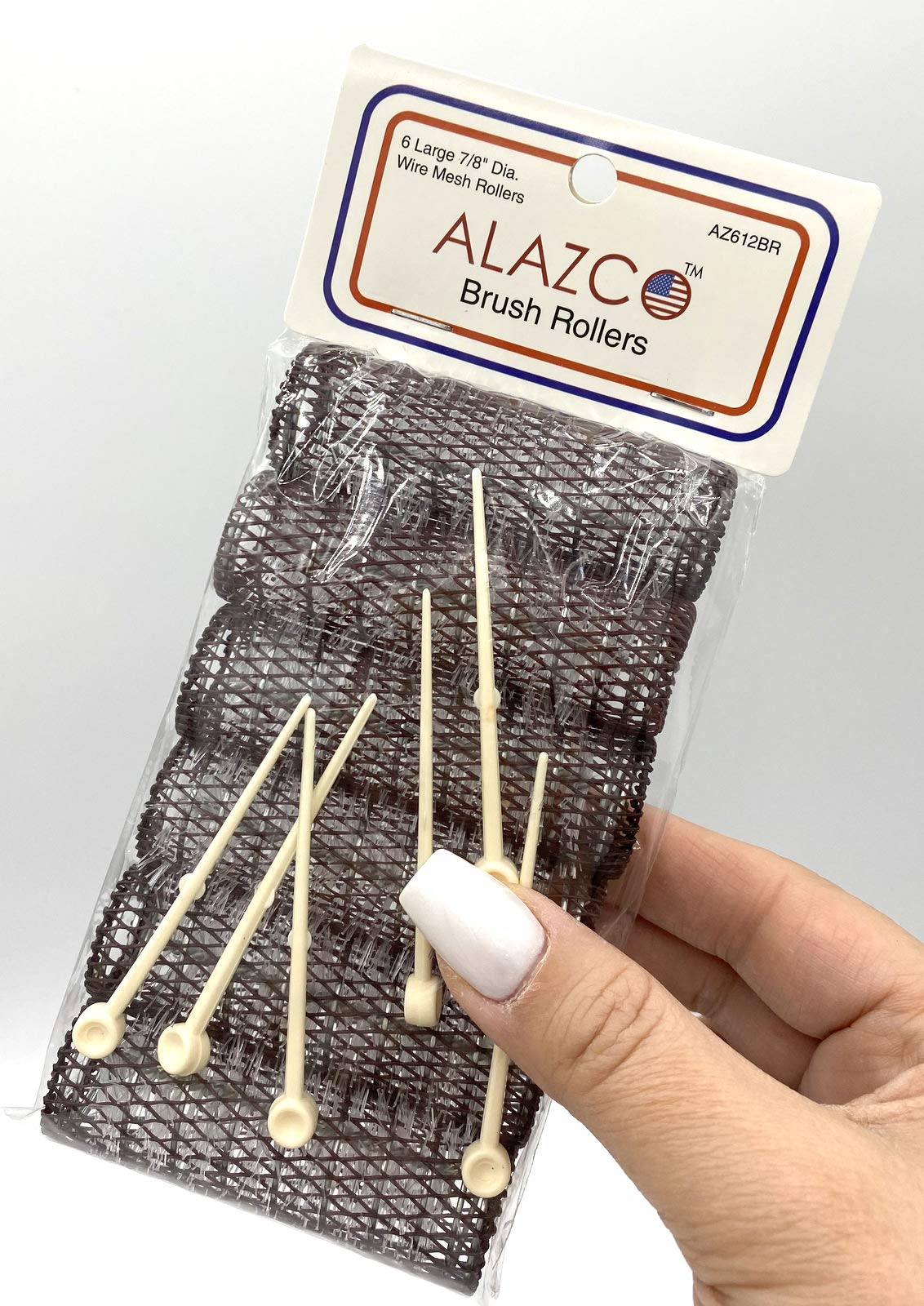Vintage Style Hair Rollers Set - 12 Pack Mesh Hair Curlers with Bristles & 12 Pins (3