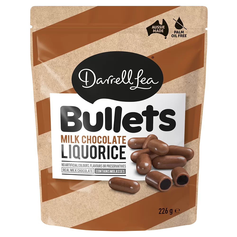 Darrell Lea Black Licorice Bullets 250g - Soft & Chewy Australian Candy for Snacking, Gifting & Movie Nights