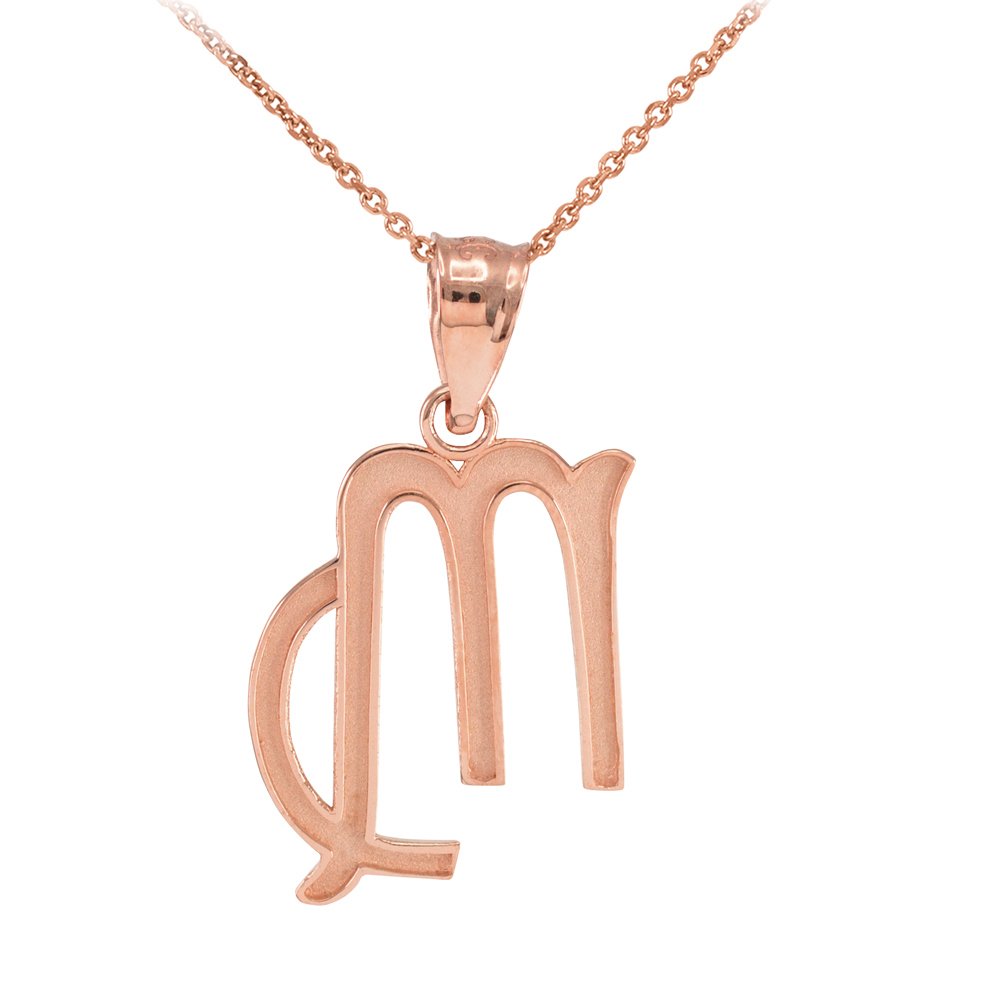 10k Rose Gold Personalized Virgo Zodiac Necklace - Satin Finish Pendant for Women - Perfect Birthday Gift, Anniversary Present & Everyday Jewelry