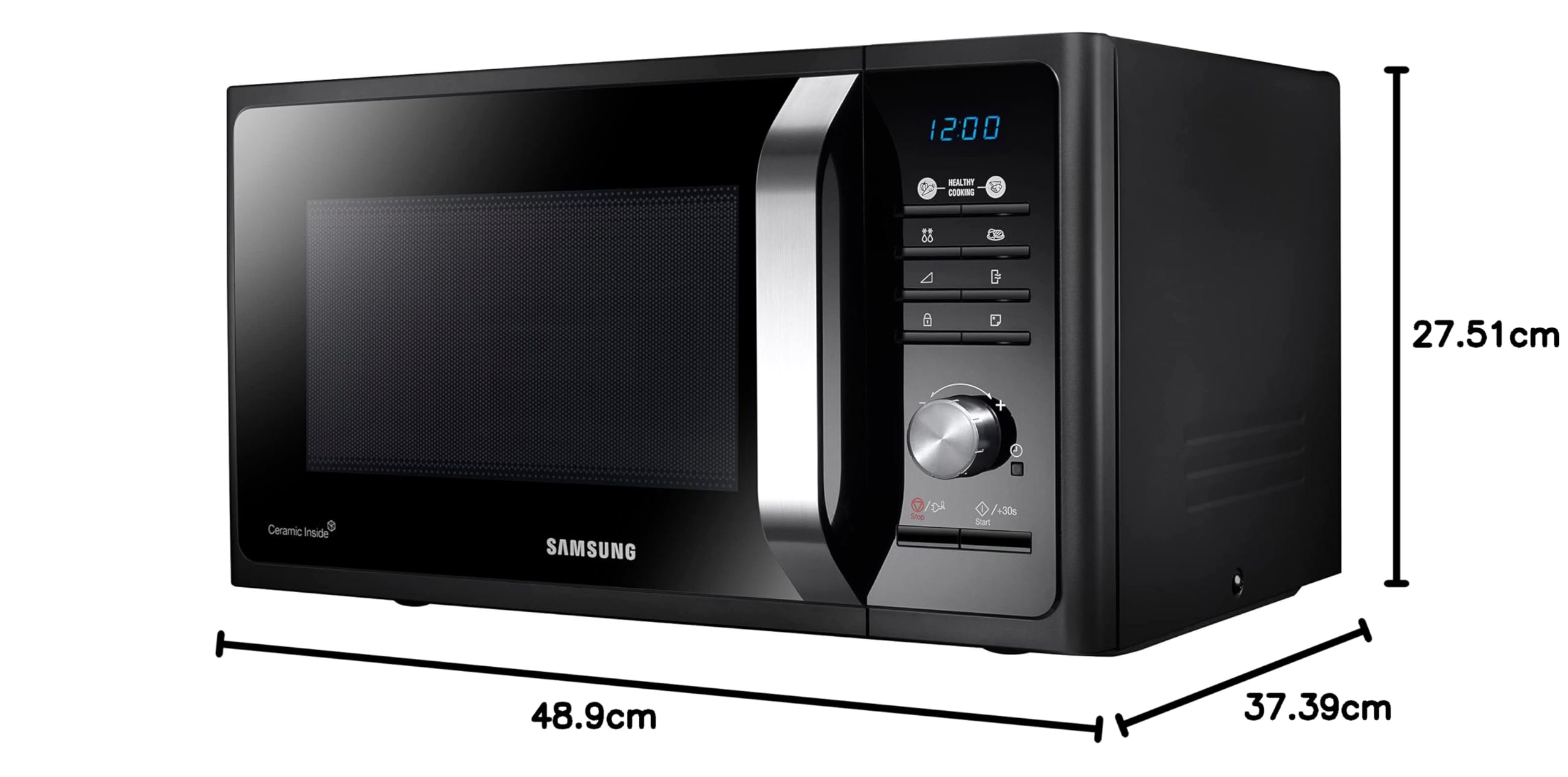 Samsung MS23F301TFK 800W 23L Black Microwave Oven - Compact & Powerful for Small Kitchens, Dorms, Offices & Apartments