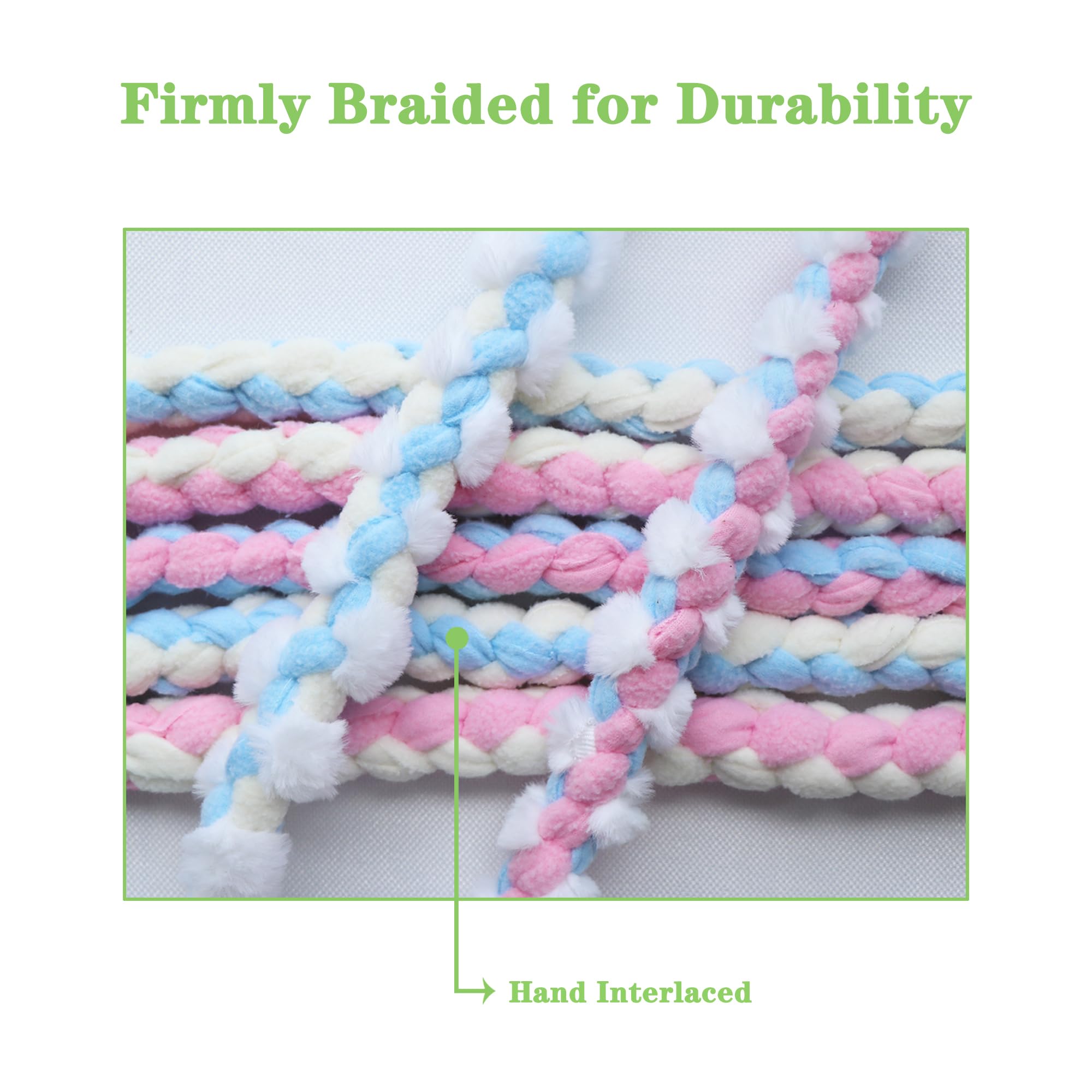 Baba&Nana Braided Fleece Dog Tug Toy with Ball - Durable Interactive Rope Toy for Large, Medium & Puppy Dogs (Blue/Pink) - Perfect for Tug of War, Fetch & Indoor/Outdoor Playtime