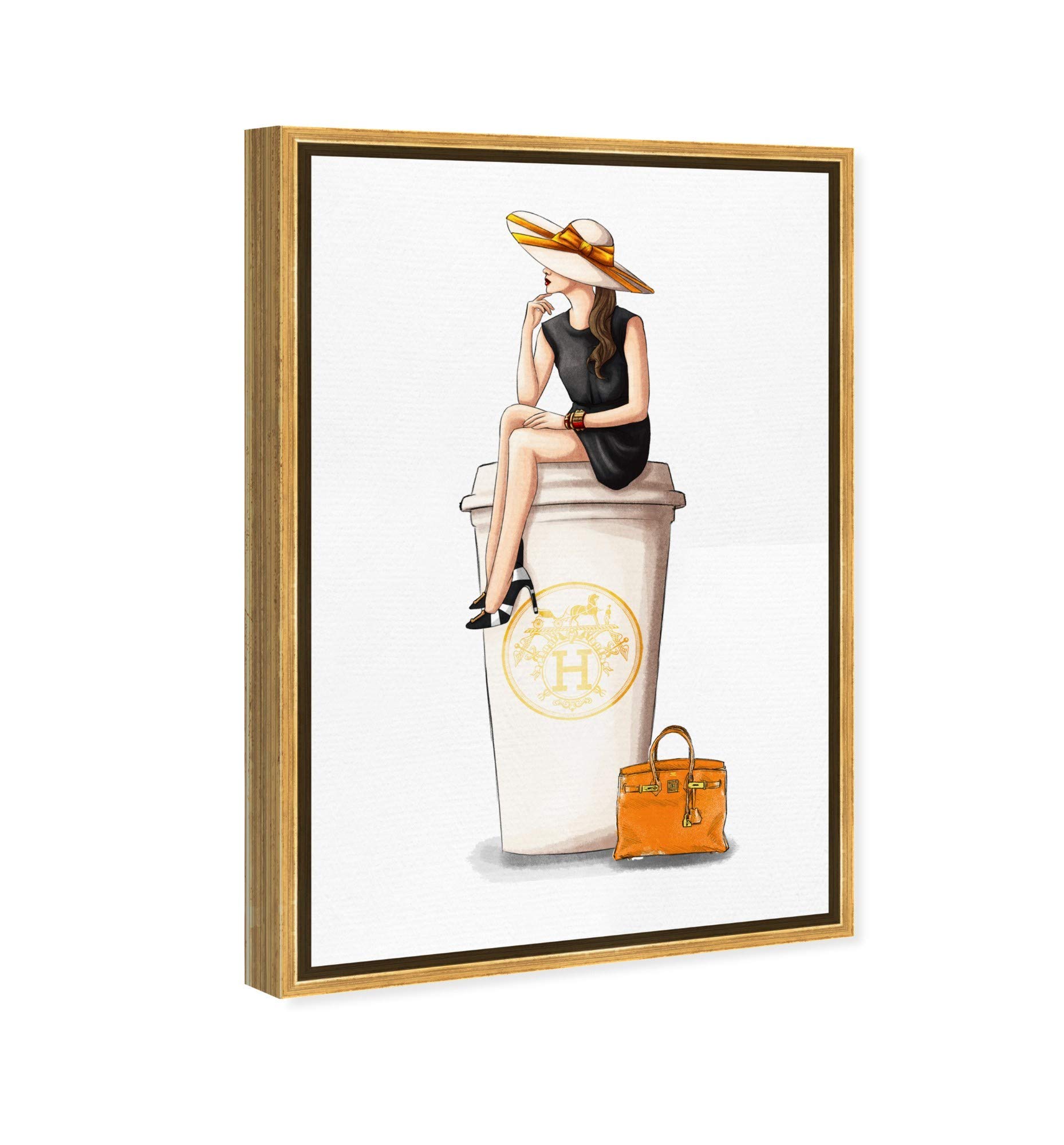 Oliver Gal Artist Co. 'Cafe au Lait' Framed Canvas Wall Art - 24x36 Inches (30x45 cm) Coffee & Spirits Themed Home Decor in Orange & White | Perfect for Kitchen, Dining Room, or Bar Decor