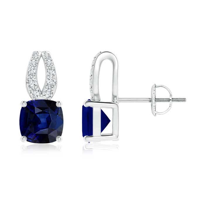 Natural Blue Sapphire Stud Earrings for Women - 14K Solid Gold/Platinum September Birthstone Jewelry | Elegant Gift for Her, Birthday, Wedding & Anniversary | Perfect for Everyday Wear, Date Nights & Special Occasions