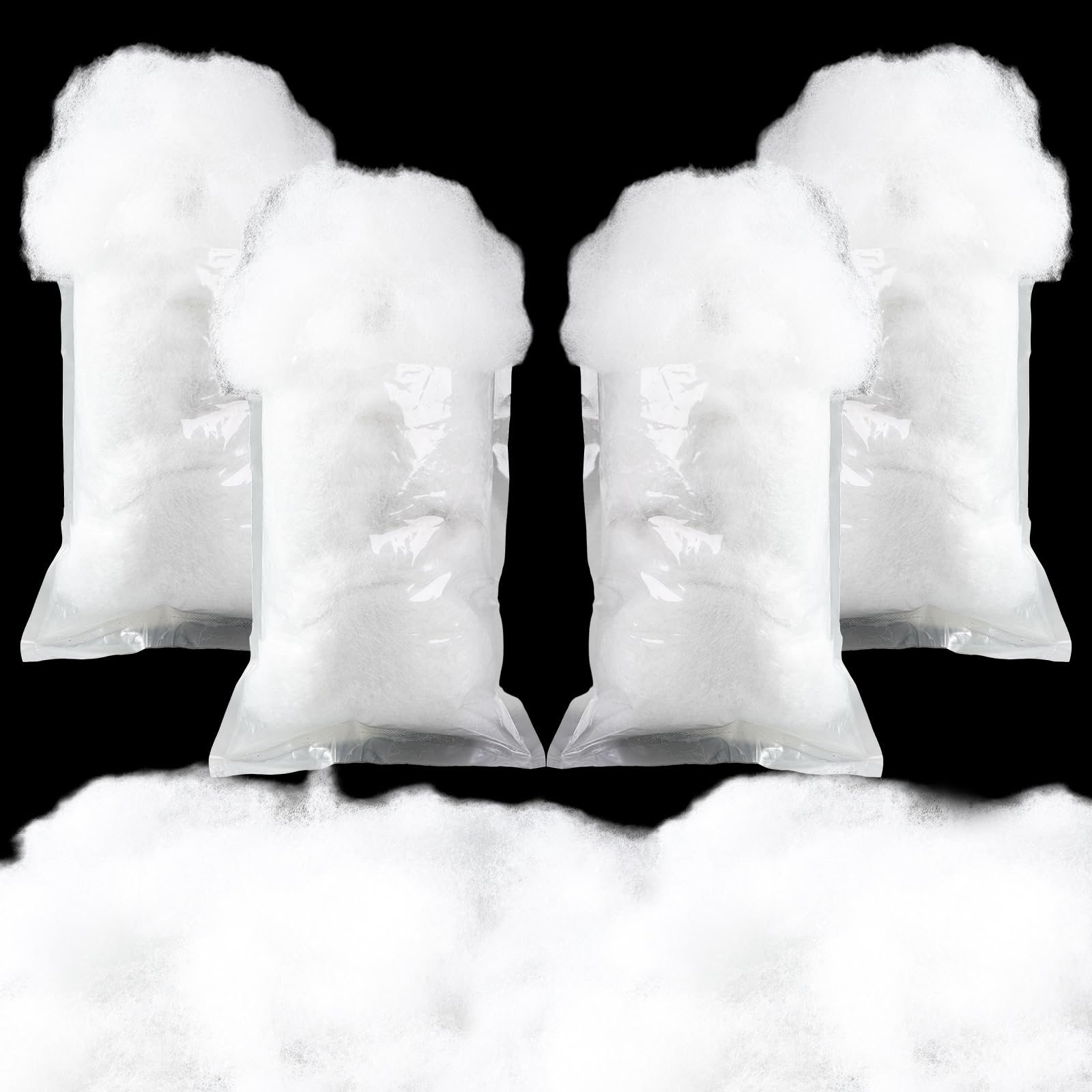 4 Pack Artificial Fluffy Snow Fiber - 400g/14.1oz Fake Winter Snow Stuffing for Christmas Village Displays, DIY Winter Wonderland Scenes, and Holiday Home Decorations
