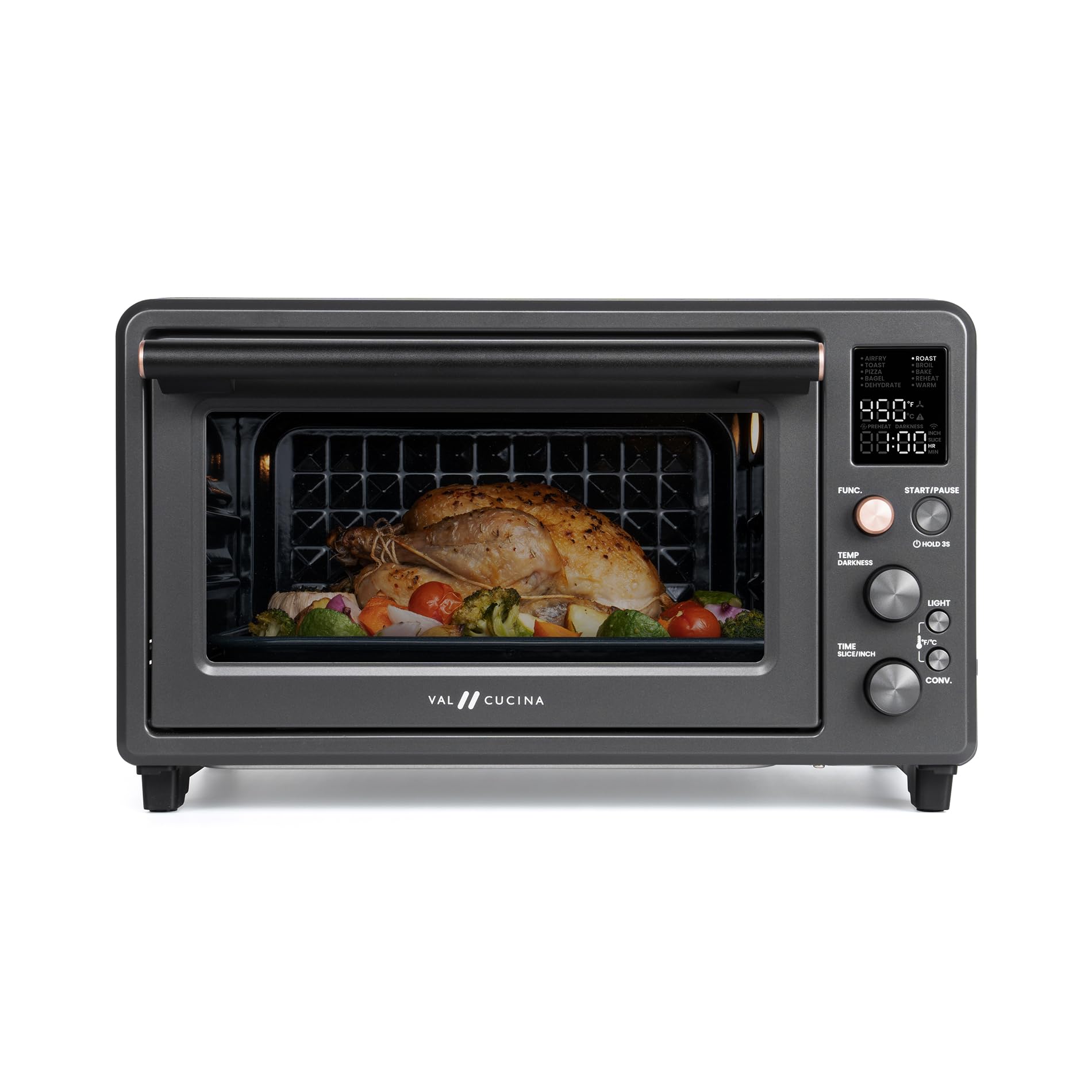 Infrared Air Fryer Toaster Oven Combo - 10-in-1 Countertop Convection Oven with Non-Toxic Enamel Coating, Extra Large Capacity for 6-Slice Toast, Includes Easy-Clean Enamel Baking Pan - Perfect for Healthy Cooking, Baking, and Family Meals