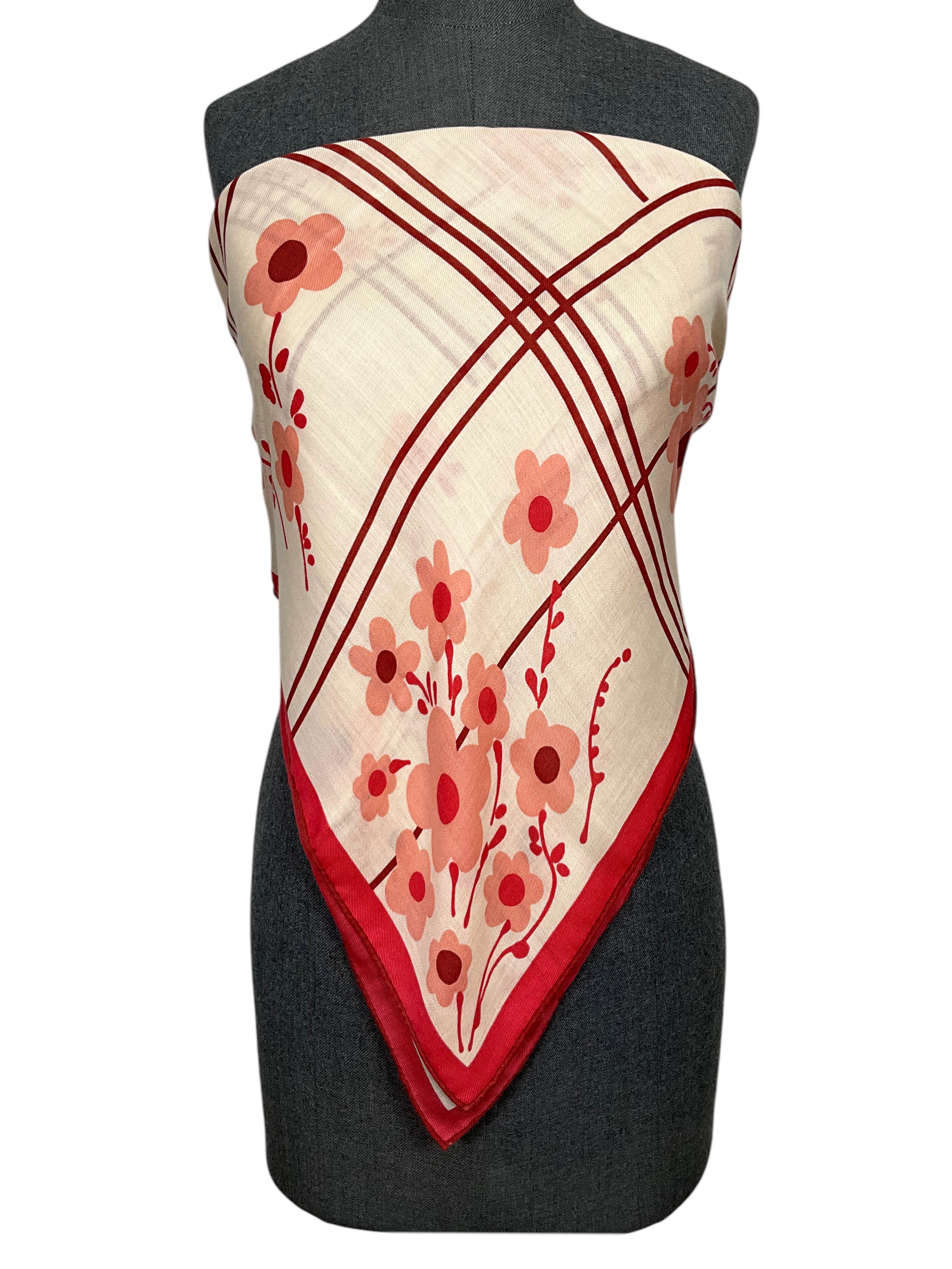 Loro Piana Floral Print Cashmere Silk Scarf for Women - Elegant Square Shawl Wrap for Office, Travel & Special Occasions