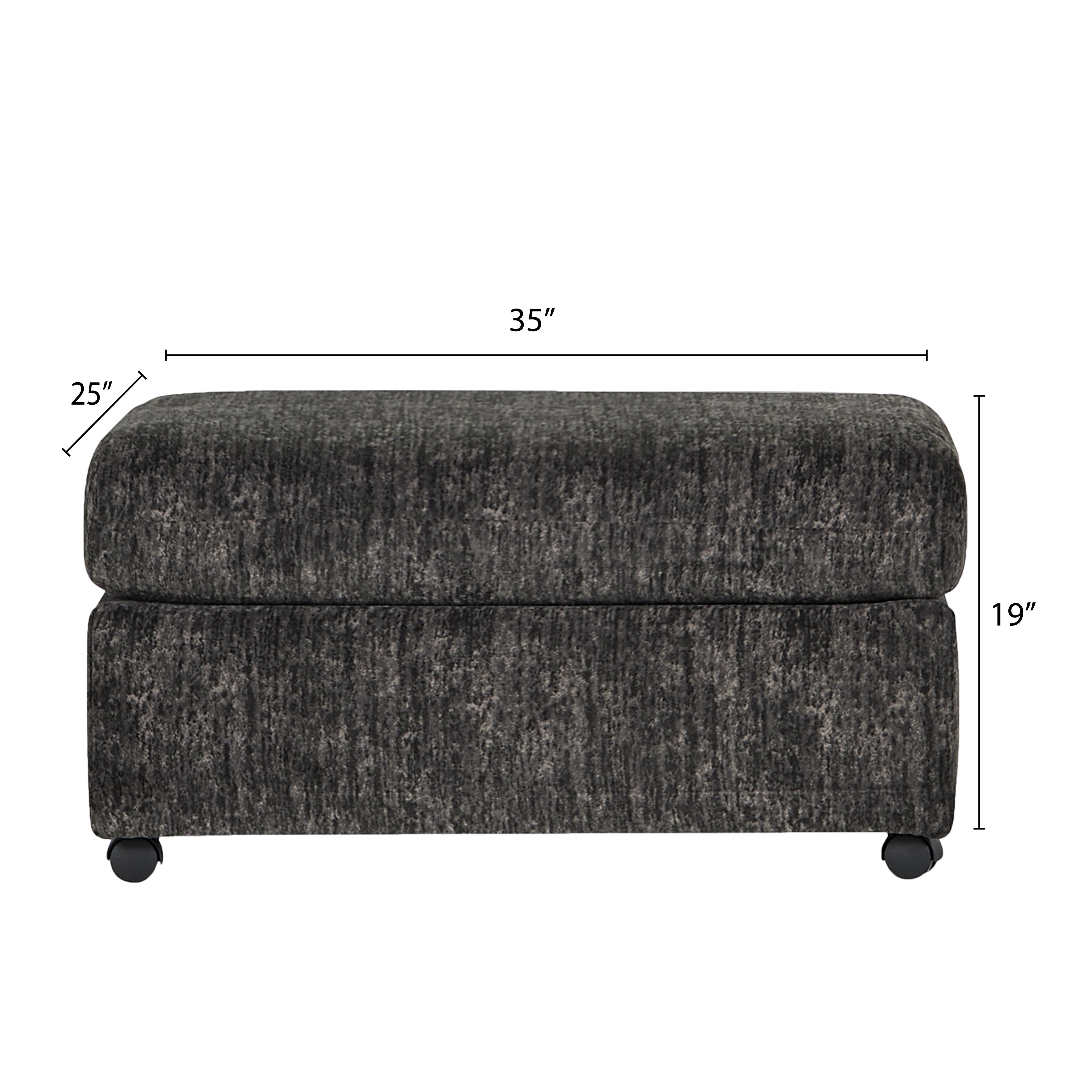 Roundhill Furniture Nason Living Room Ottoman - Soft Upholstered Storage Footrest, Perfect for Living Room, Bedroom & Home Decor - Coffee Table Alternative with Hidden Storage Compartment