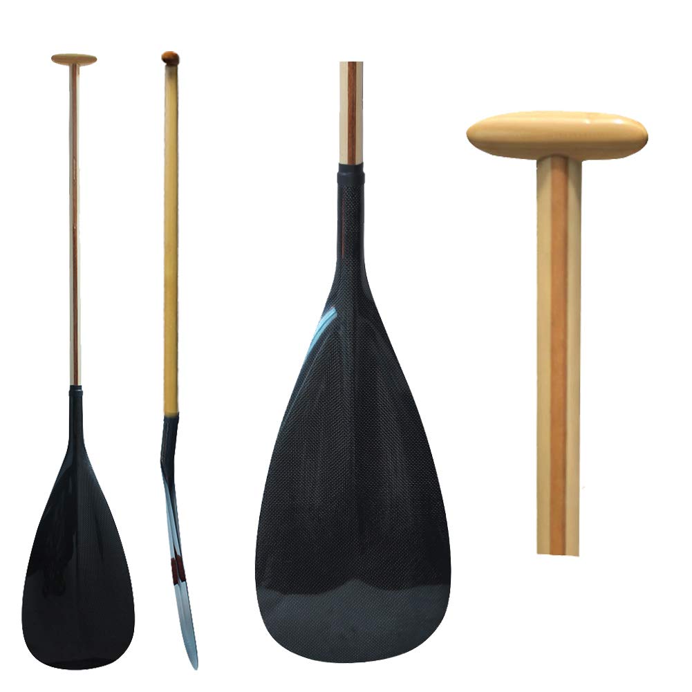 Premium Hybrid Wooden Shaft & Carbon Fiber Outrigger Canoe Paddle - Straight Shaft OC Paddle for Kayaking, Canoeing & Water Sports
