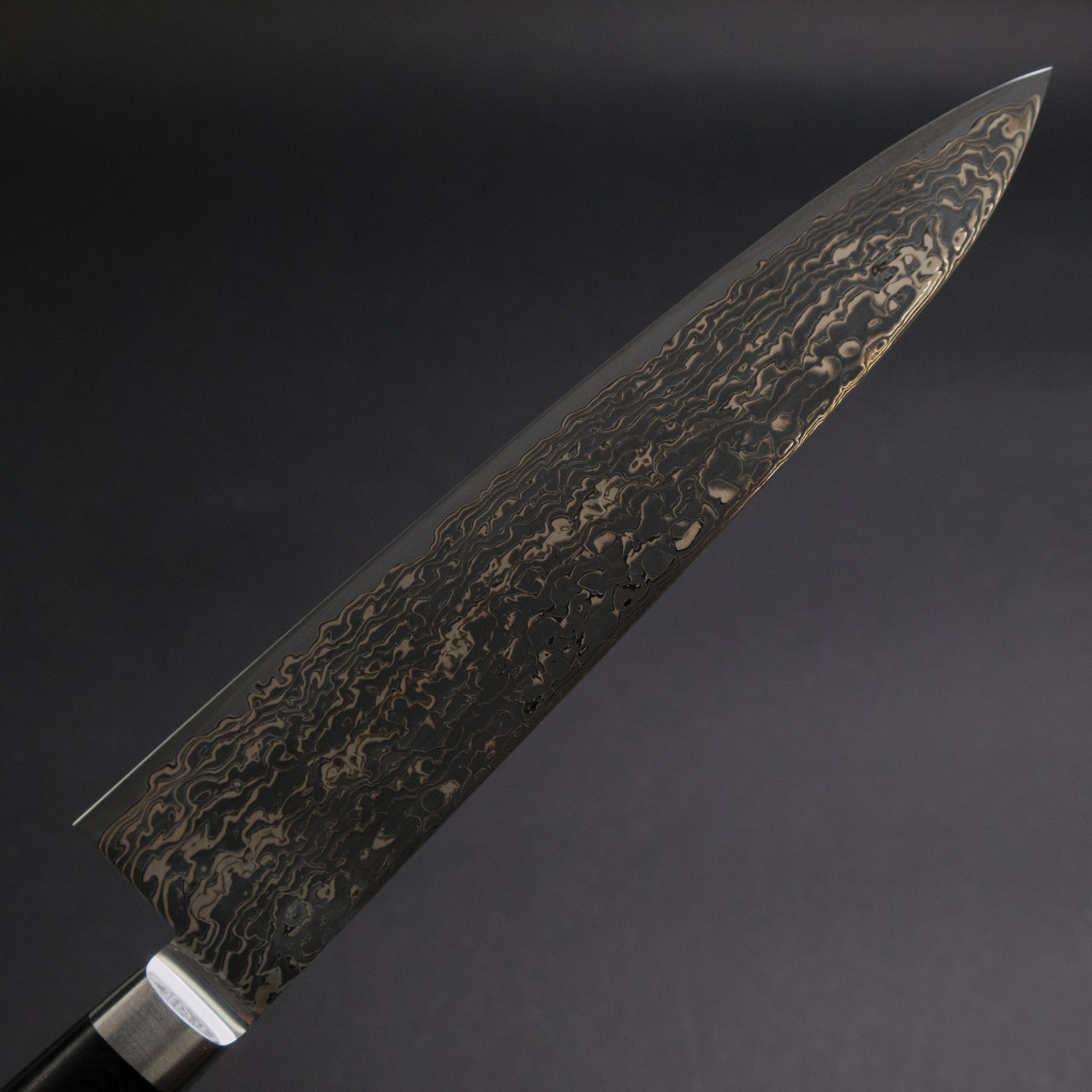Premium Hitohira FJ SG2 Nickel Damascus Black Gyuto 210mm Japanese Chef Knife with Linen Micarta Handle - Perfect for Sushi, Meat Slicing & Professional Kitchen Use
