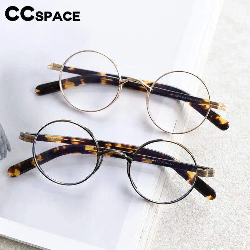 CCspace Unisex Full Rim Round Alloy Reading Glasses R57517 - Lightweight & Durable Eyewear for Reading, Working & Computer Use