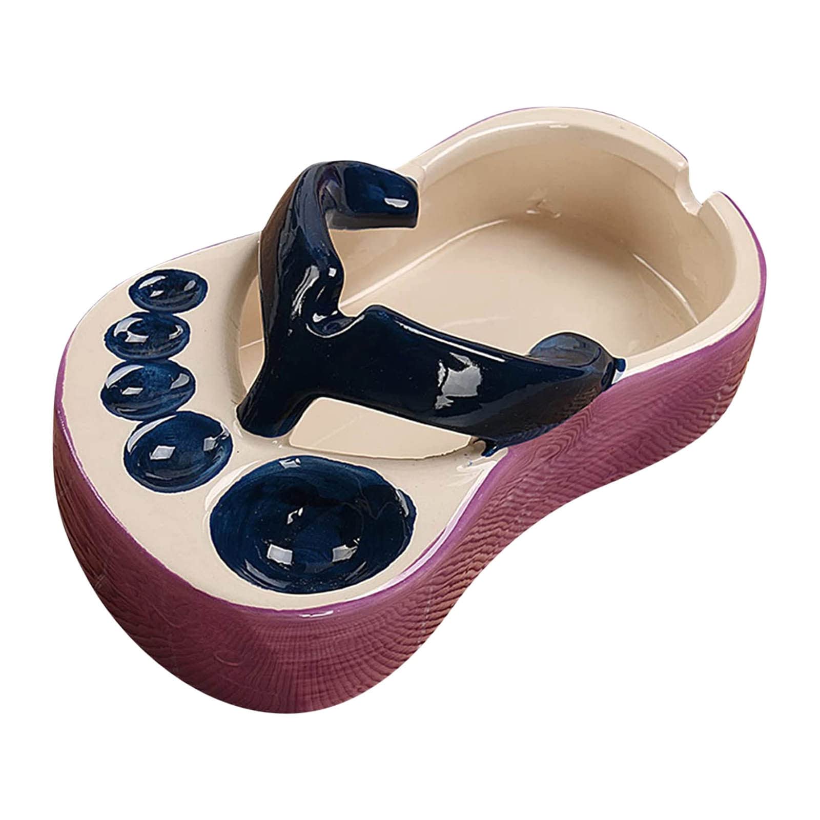 Funny Ceramic Slipper Plate - 5 Compartment Divided Serving Dish, Cute Flip-Flops Ashtray & Snack Bowl for Party, BBQ, Picnic - Unique Pigment Dinner Plates for Luncheon & Home Decor