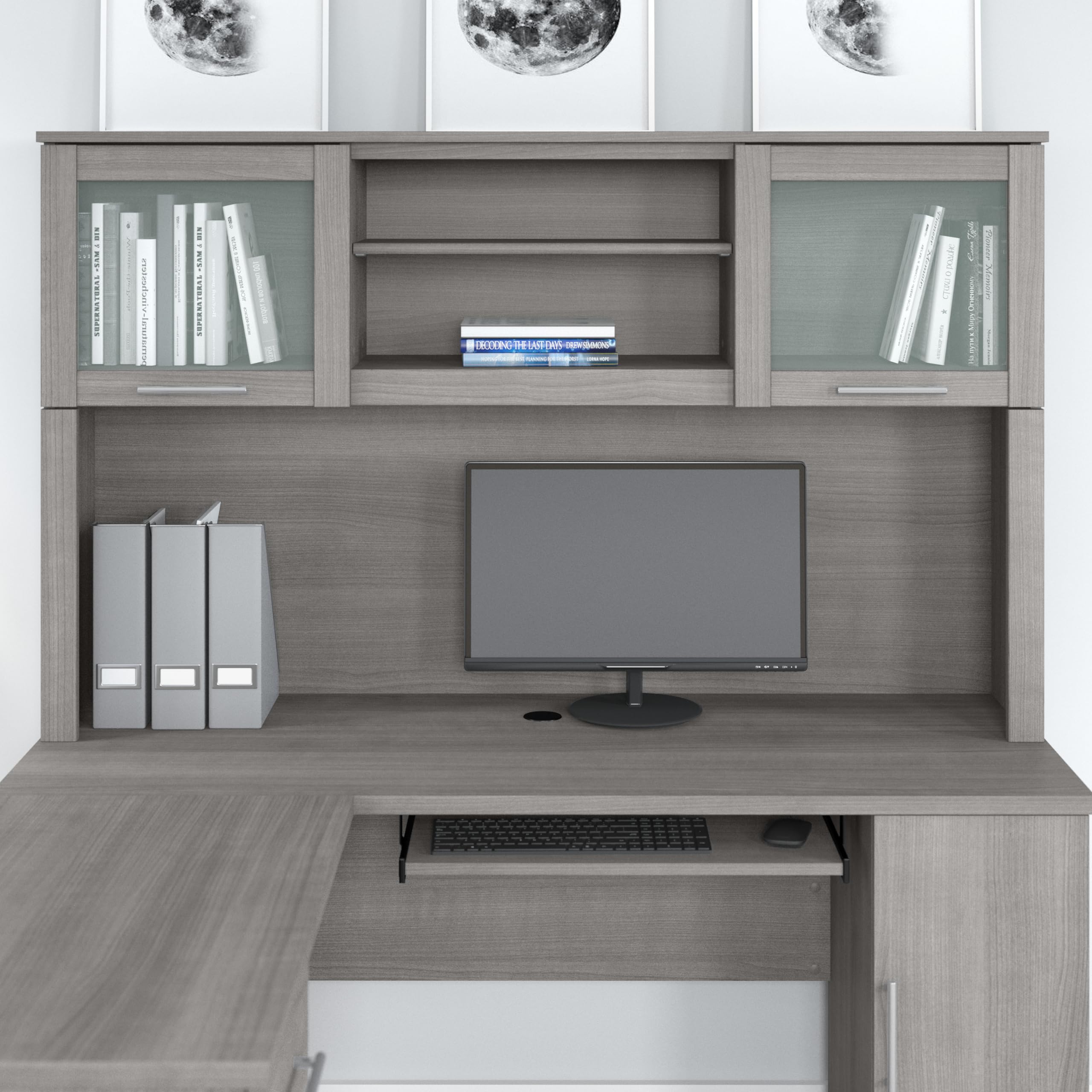 Bush Furniture Somerset 60W Office Desk Hutch in Platinum Gray - Perfect for Home Office, Study Room & Workspace Organization