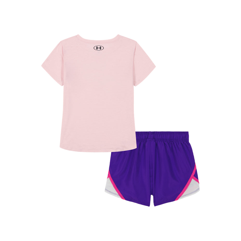 Under Armour Girls' Awesome 2-Piece Woven Shorts & T-Shirt Set - Comfortable Athletic Outfit for Toddler Playtime & Preschool Activities